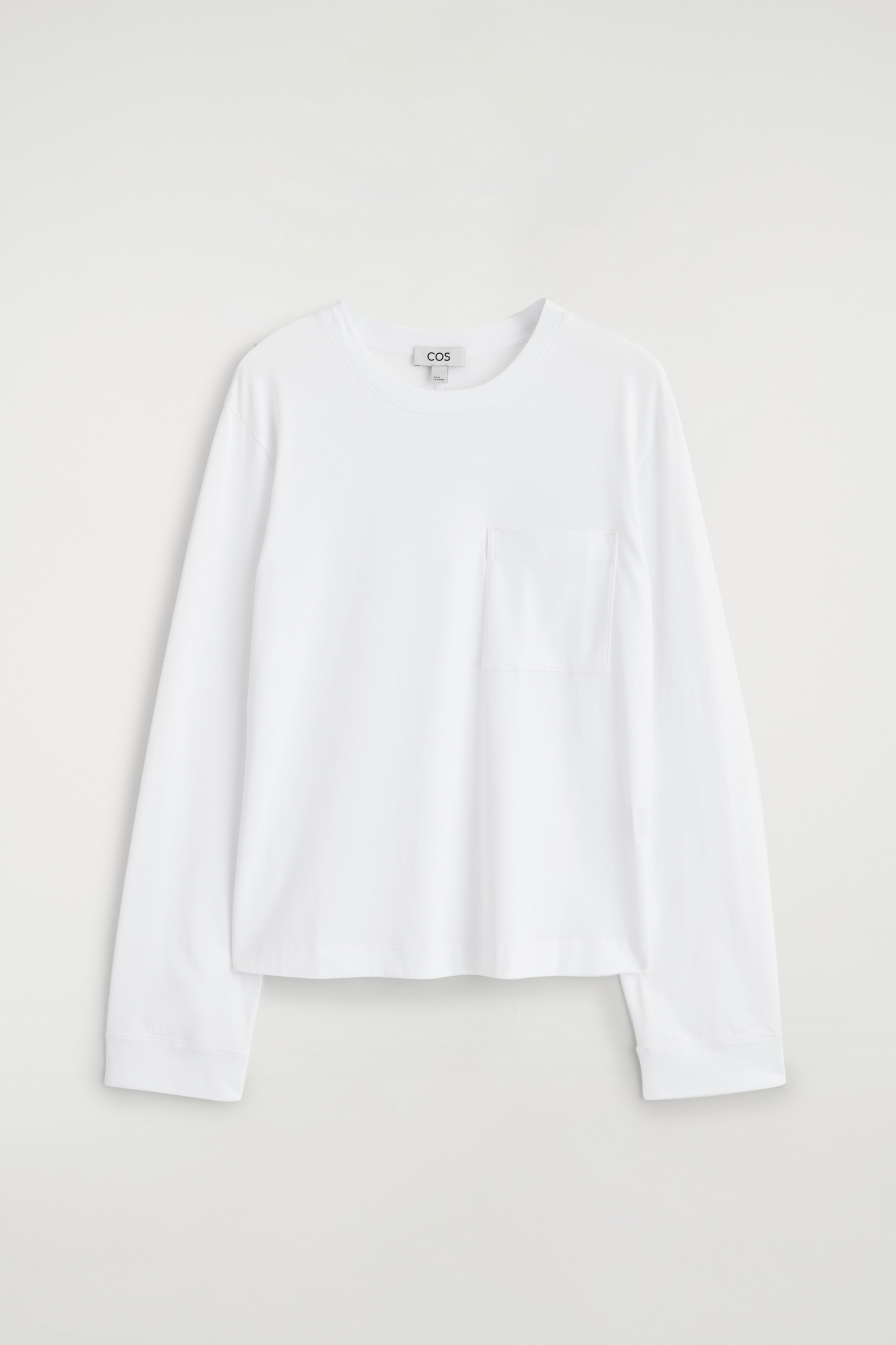 T-SHIRT À MANCHES LONGUES OVERSIZE EN COTON BROSSÉ - BLANC/GRIS CHINÉ