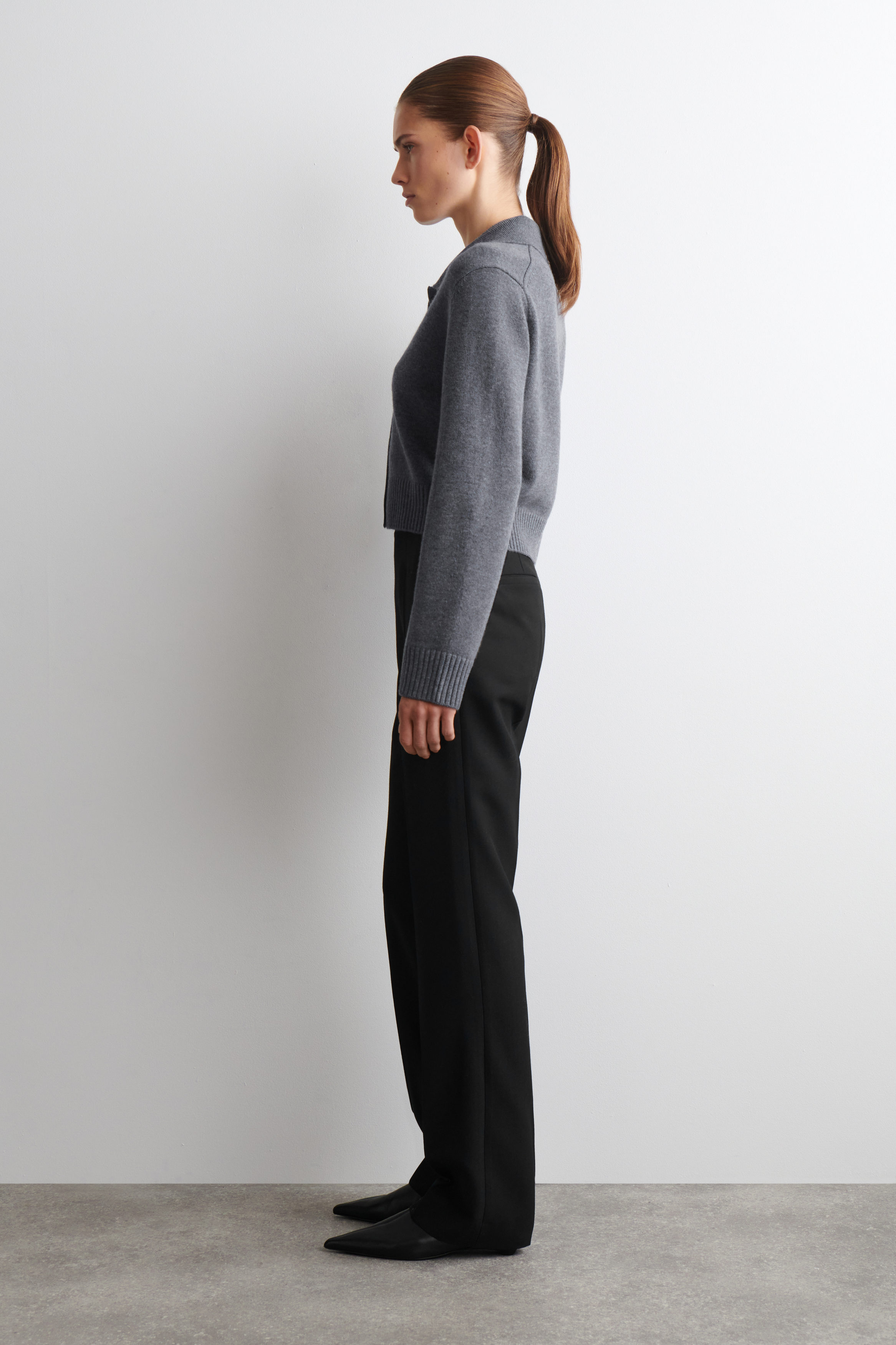 COLLARED MERINO WOOL CARDIGAN - GRAY MÉLANGE | COS US