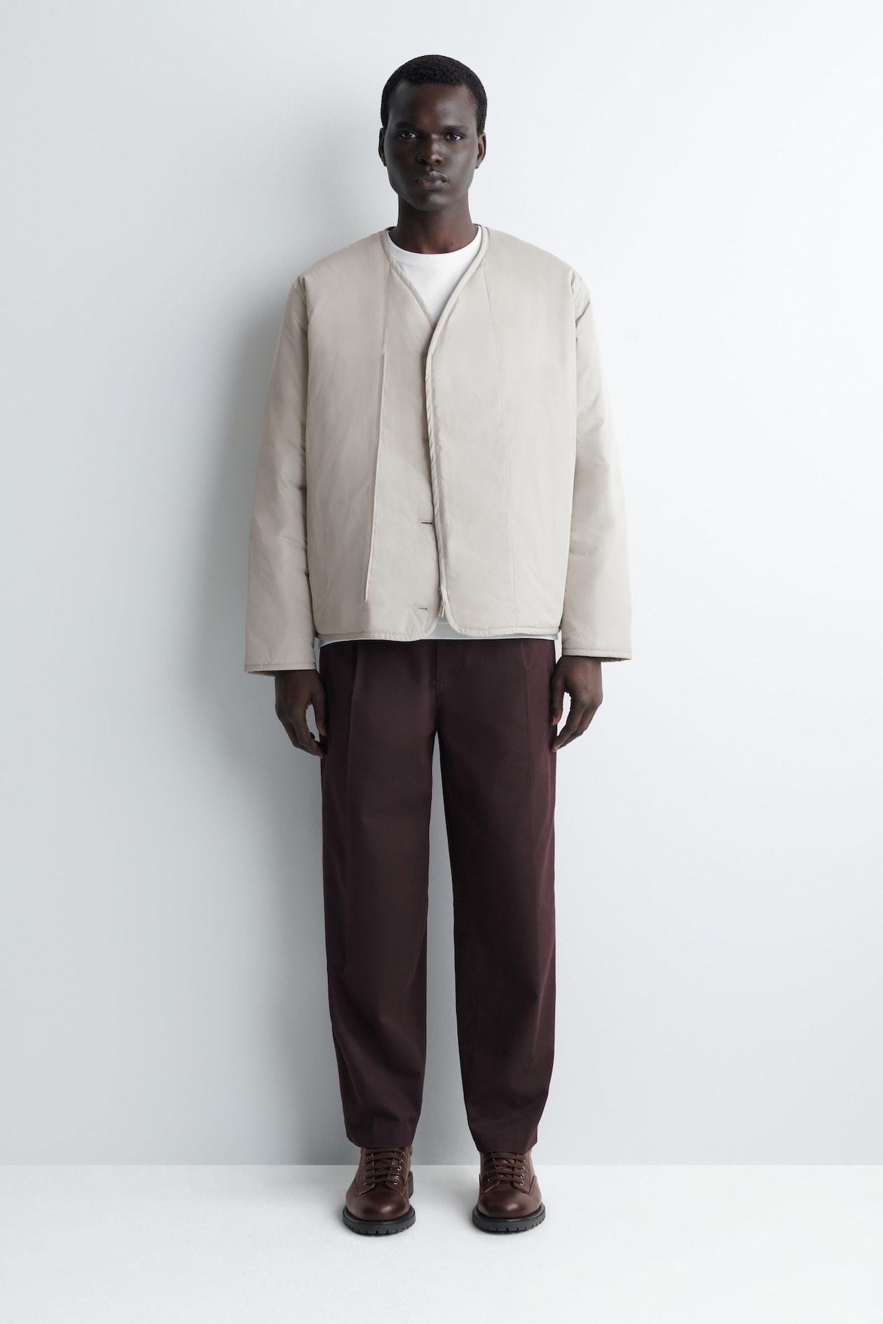REVERSIBLE QUILTED JACKET — LIGHT GREY