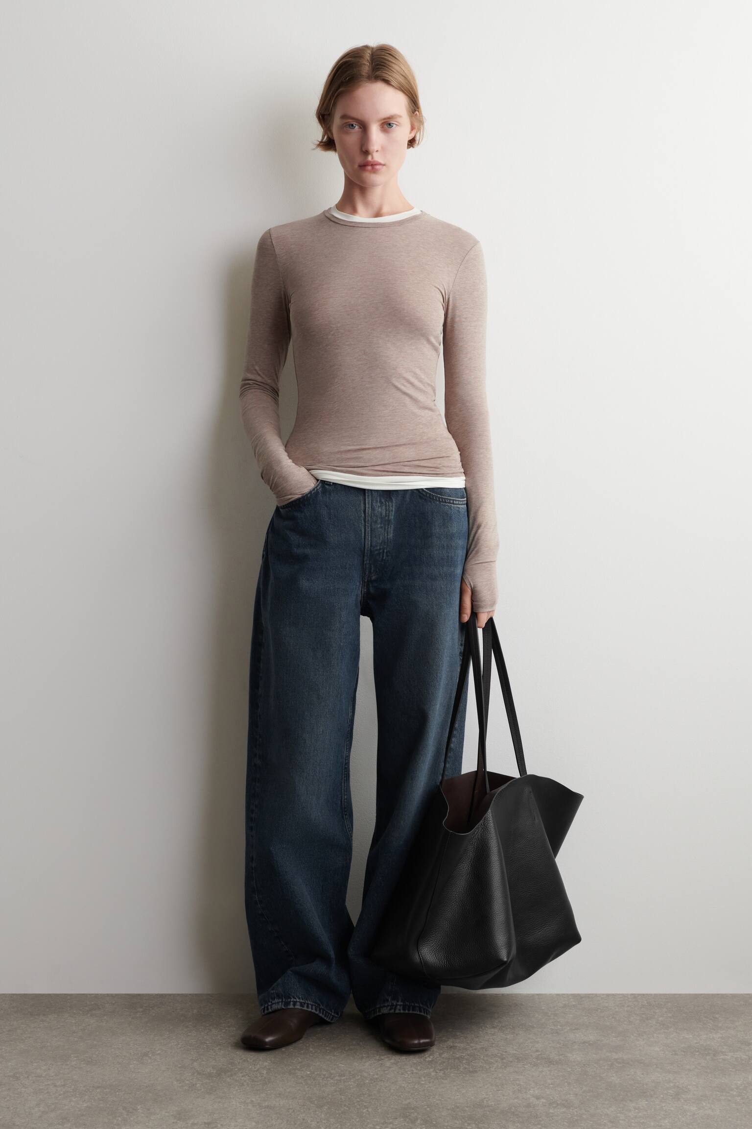 HAUT À MANCHES LONGUES EN COTON - BEIGE CHINÉ/VERT/BLANC/BLEU MARINE/NOIR - 6