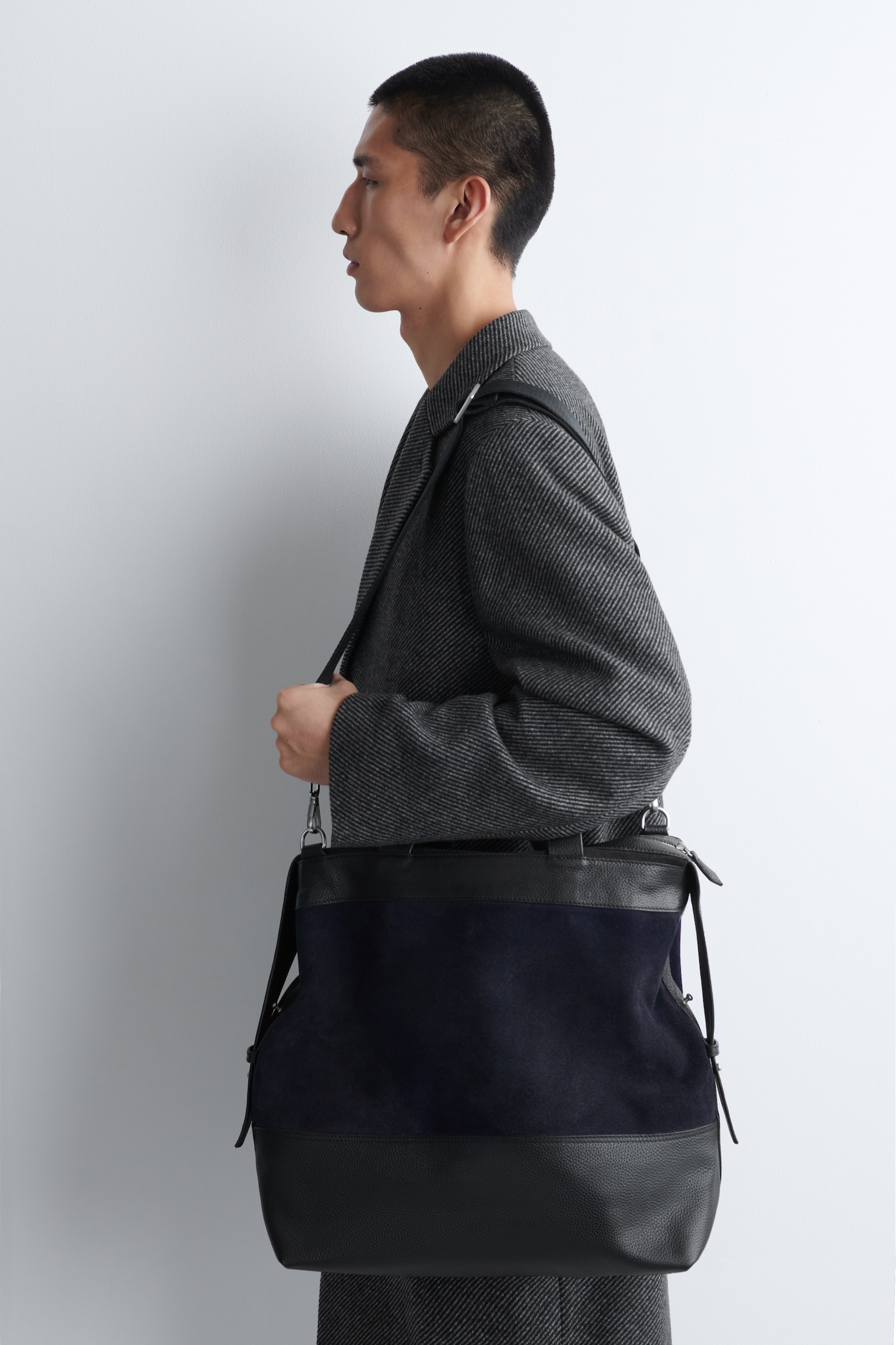 SACOCHE CITY - CUIR - BLEU MARINE - 6