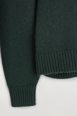 ROUNDED PURE CASHMERE CREW-NECK SWEATER — DARK GREEN 7
