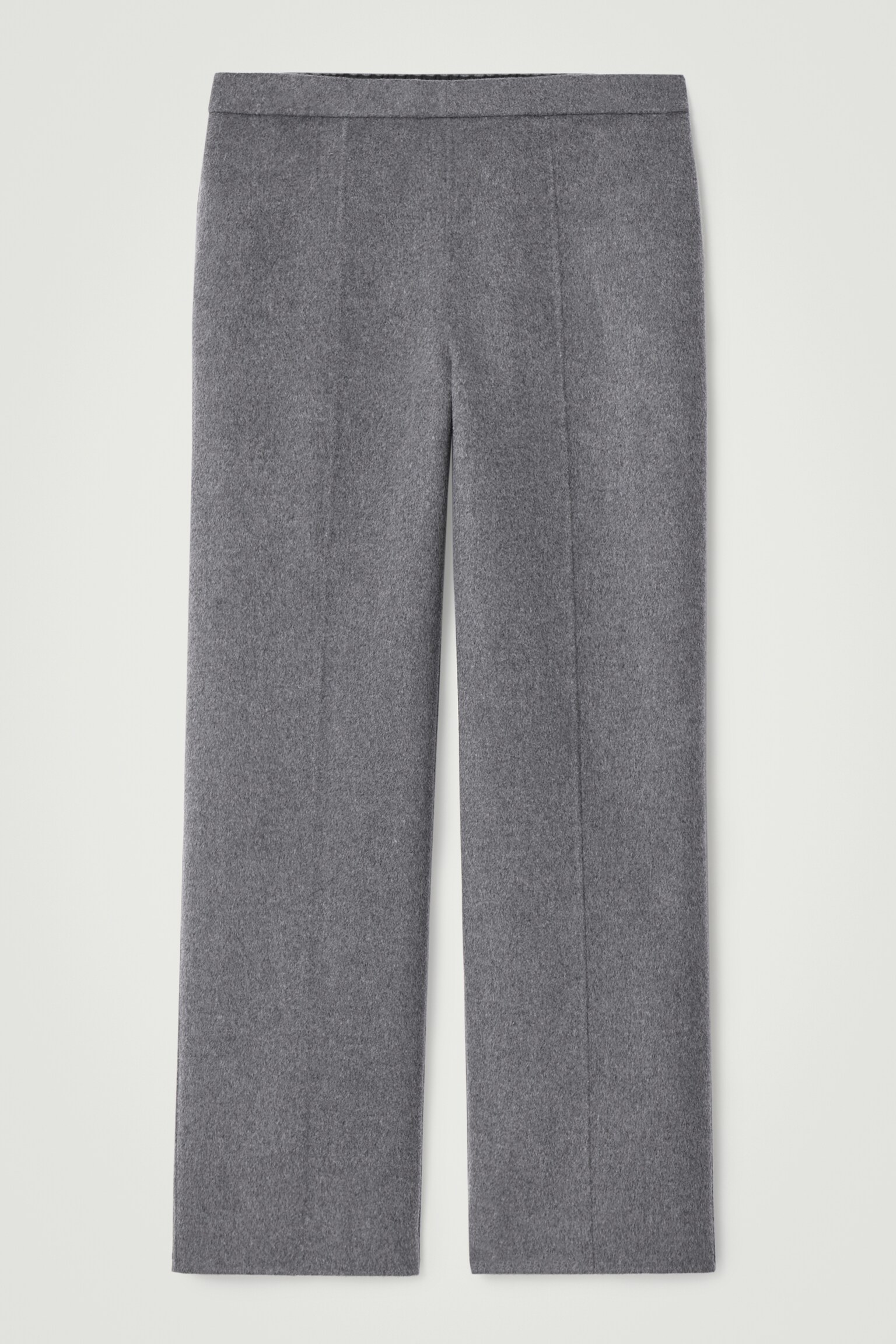 PANTALON DROIT EN LAINE DOUBLE FACE - GRIS - 1