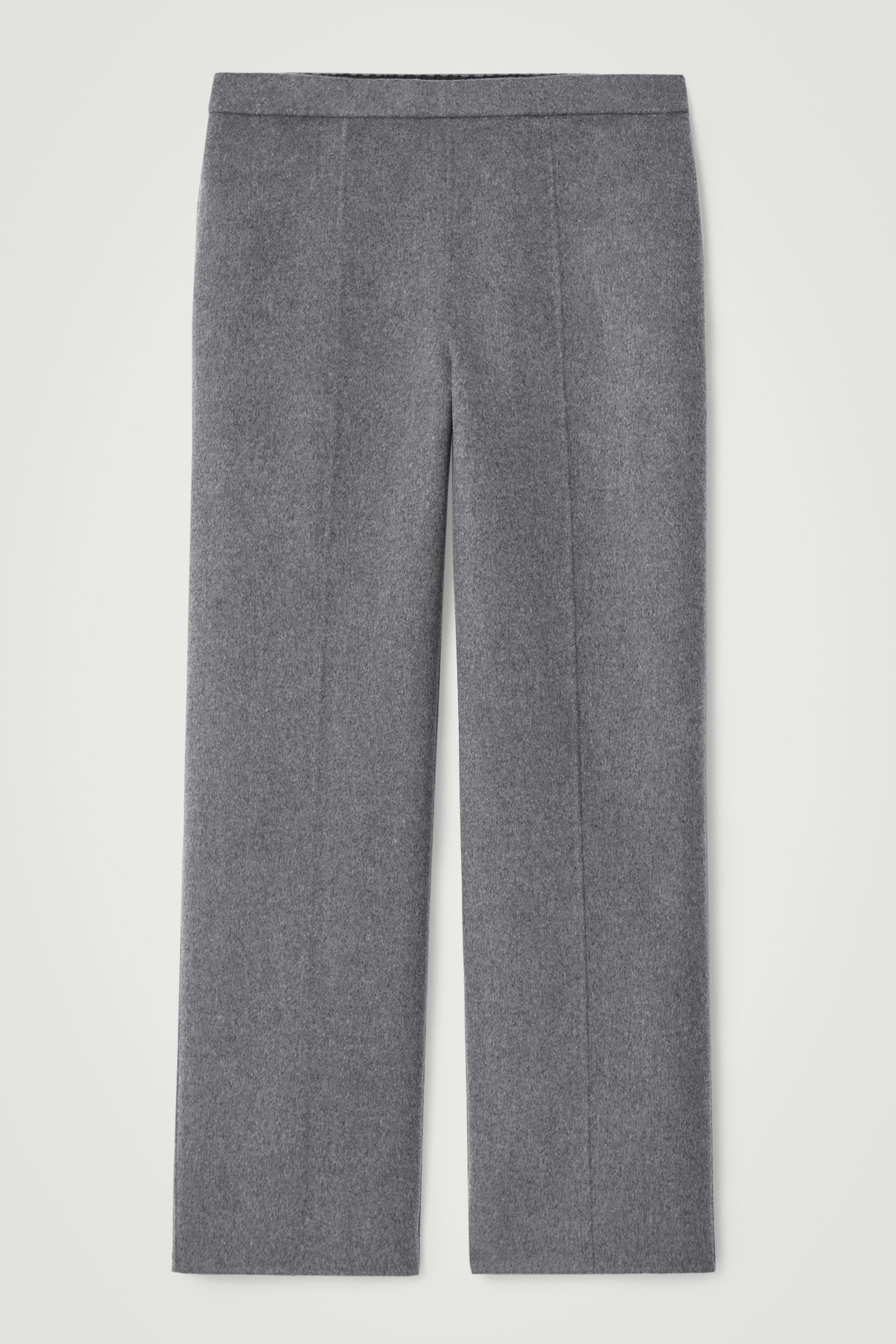DOUBLE-FACED WOOL STRAIGHT-LEG TROUSERS - GREY