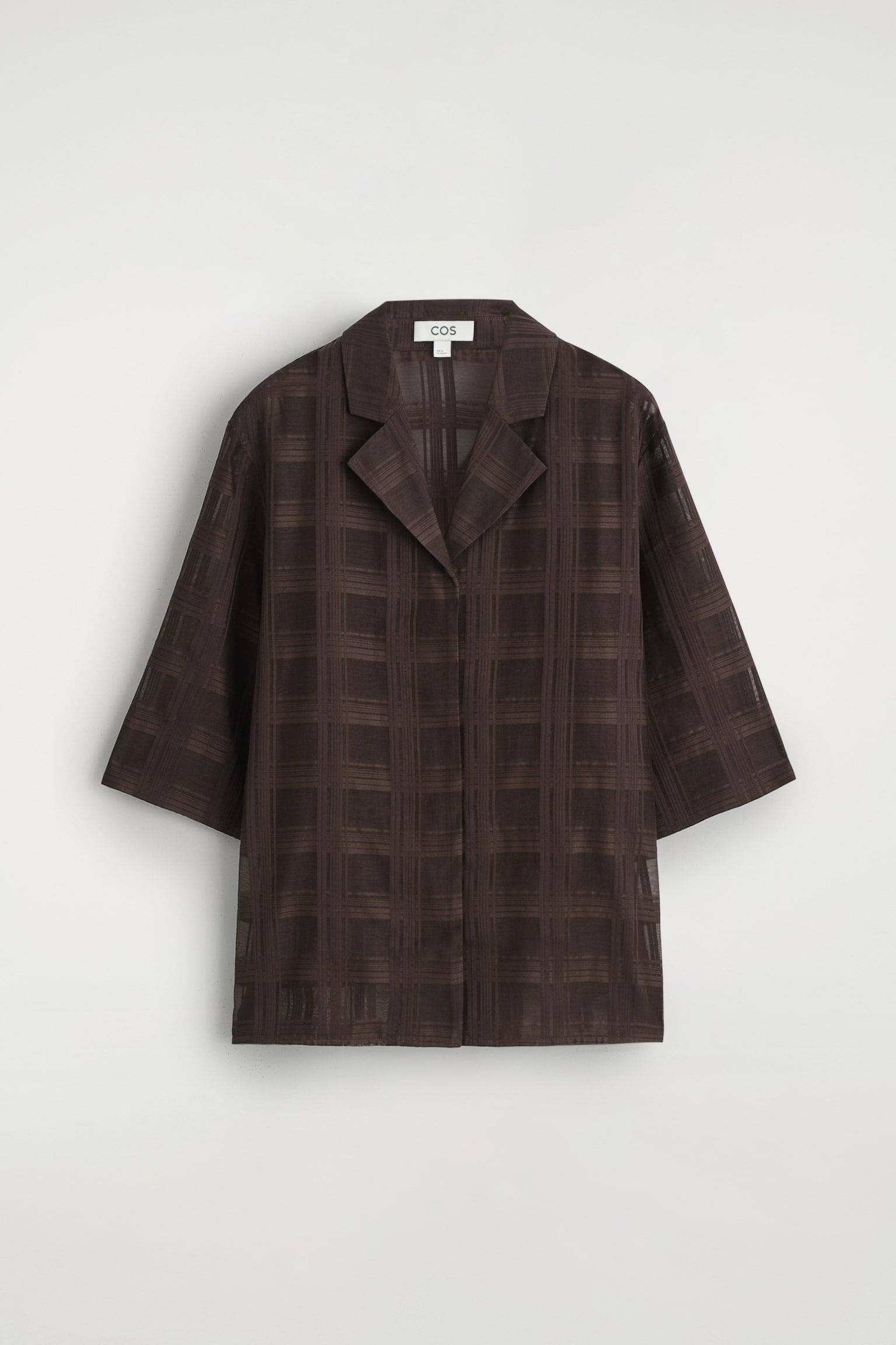 CHEMISE RESORT DIAPHANE À CARREAUX - BRUN FONCÉ/BLANC - 2