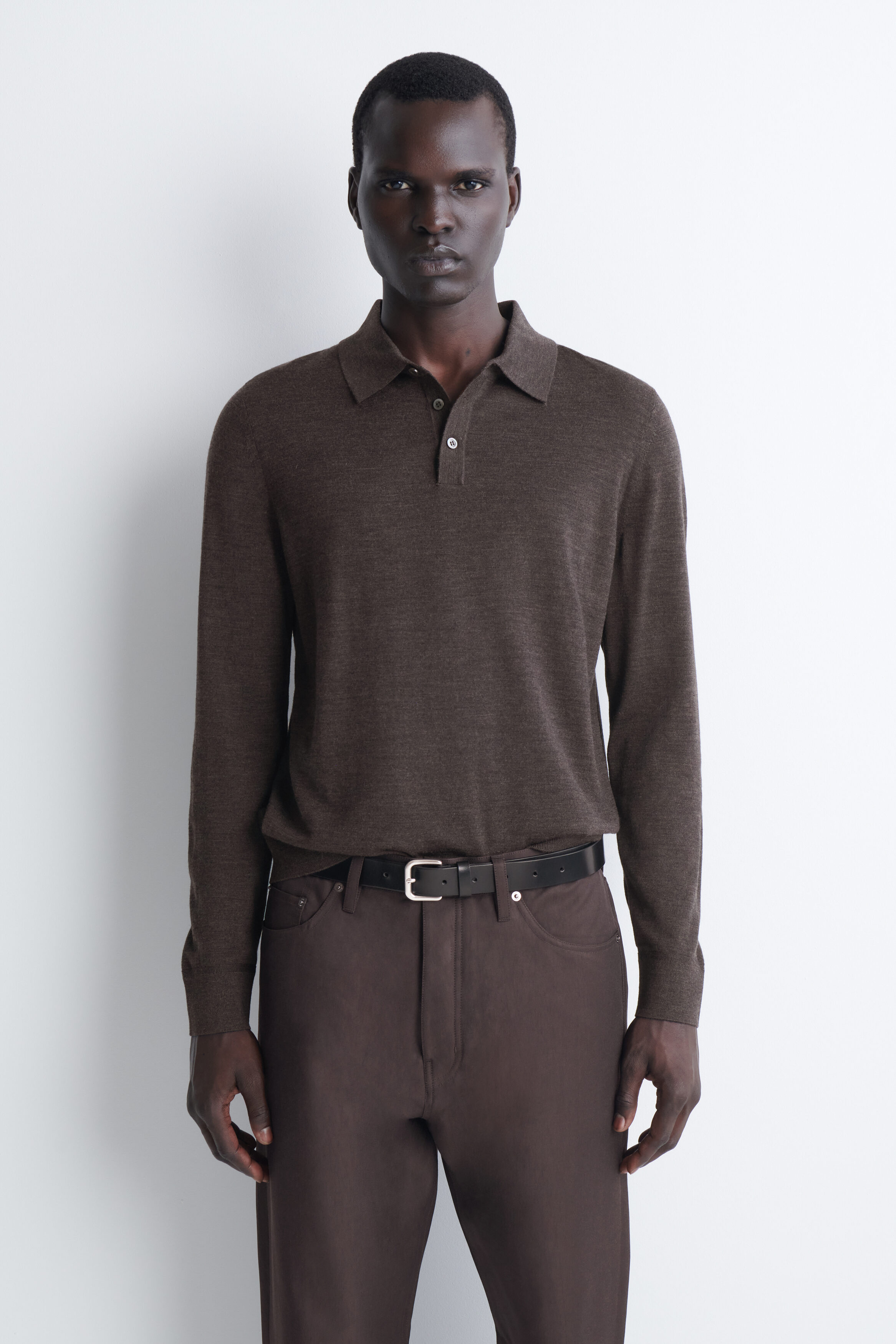 SLIM MERINO WOOL POLO SHIRT - thumbnail 9