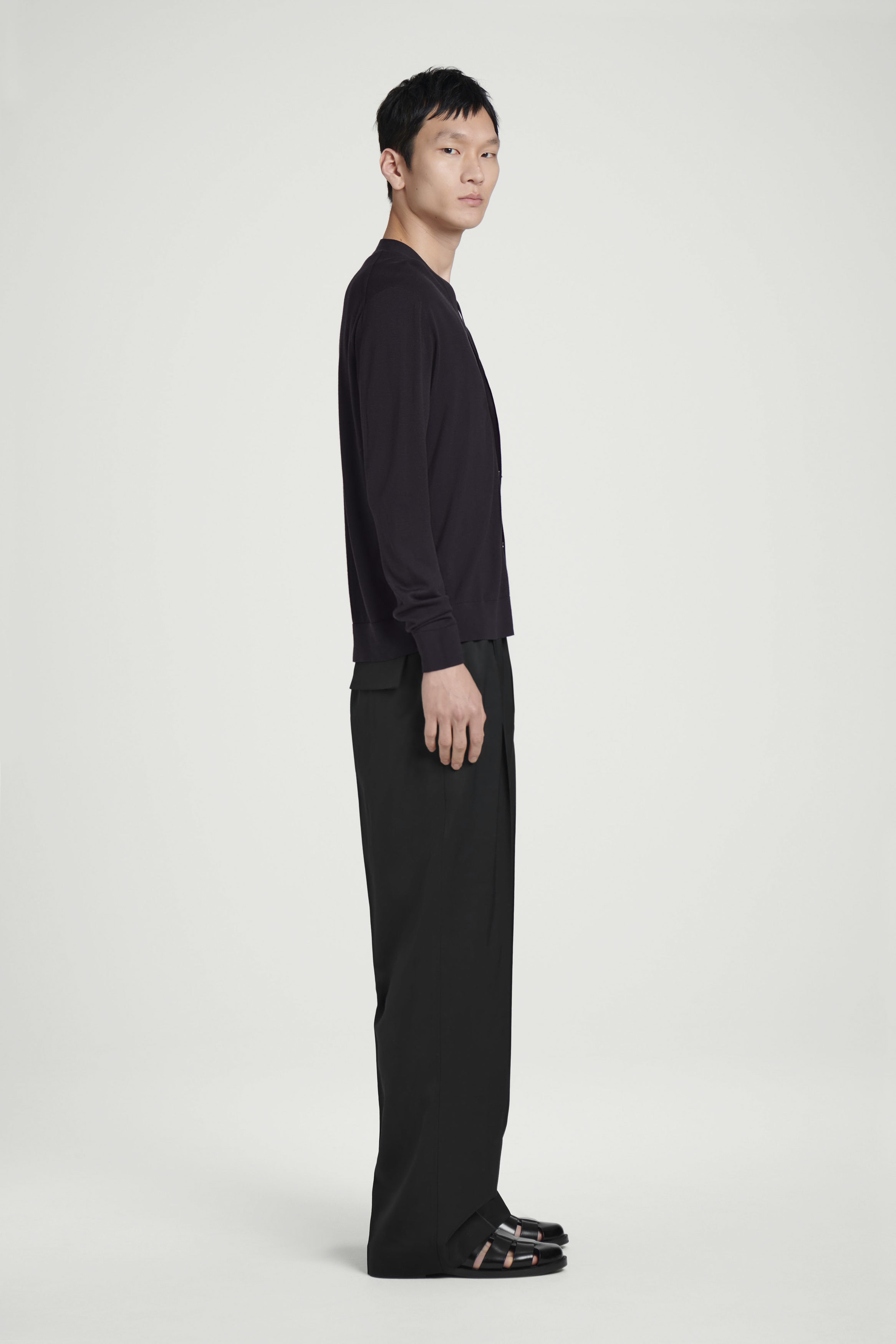 CC Baggy Cotton Twill Trousers パンツ ブラック COTTON TWILL DRAWSTRING WIDE PANTS WITH ZIP SIDE POCKET(M