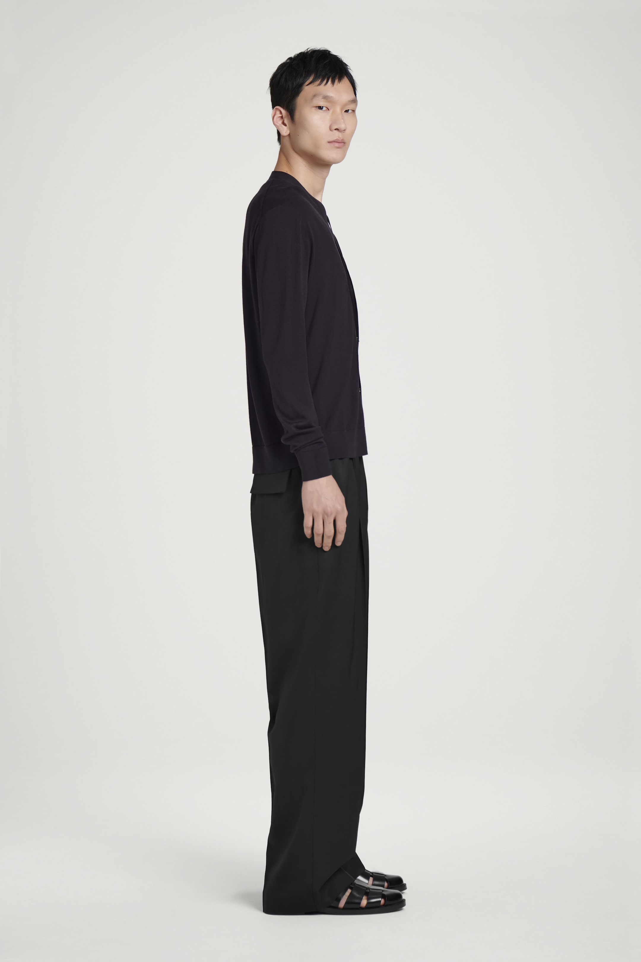 ELASTICATED WOOLTWILL TROUSERS