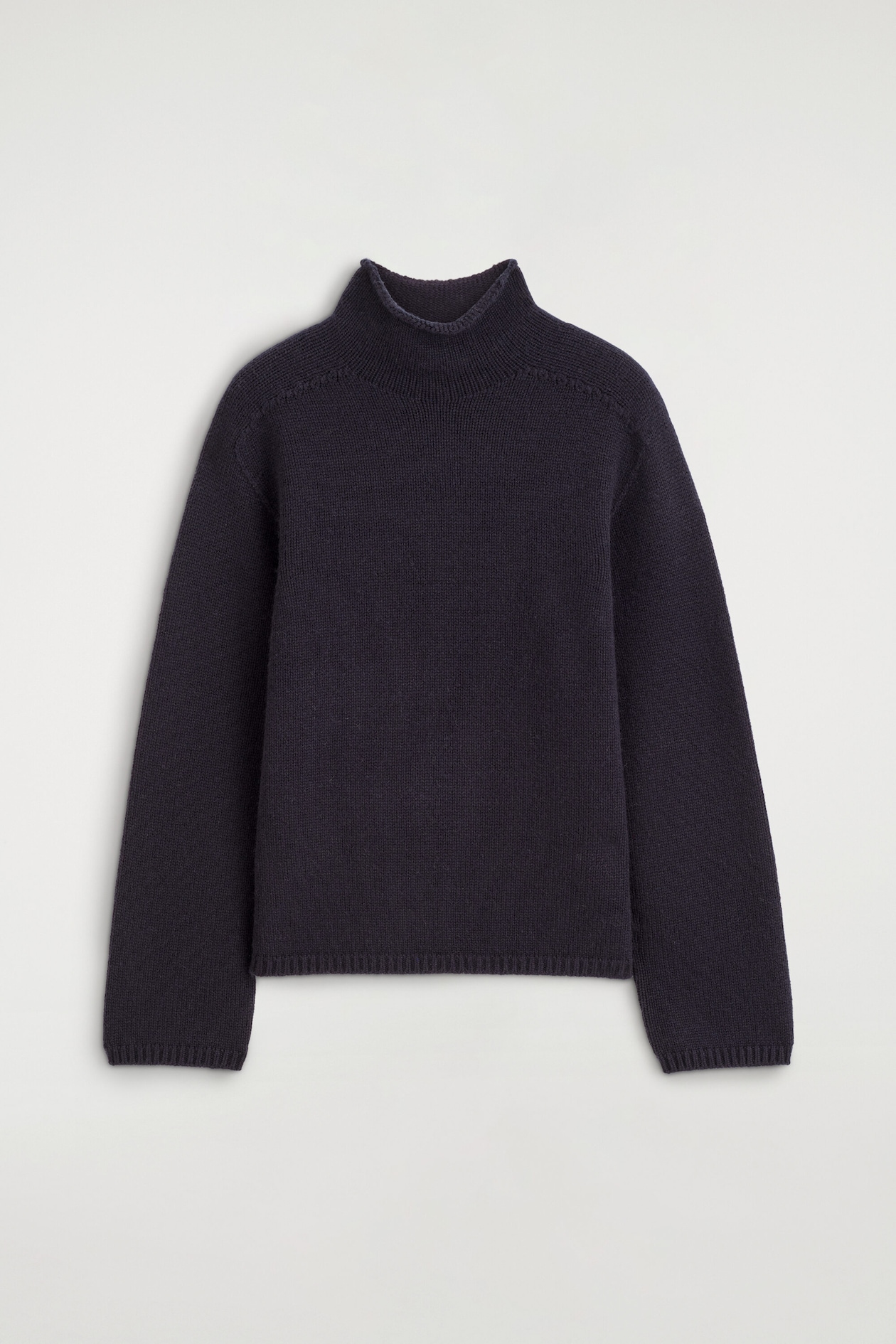 PURE CASHMERE MOCK-NECK SWEATER — NAVY