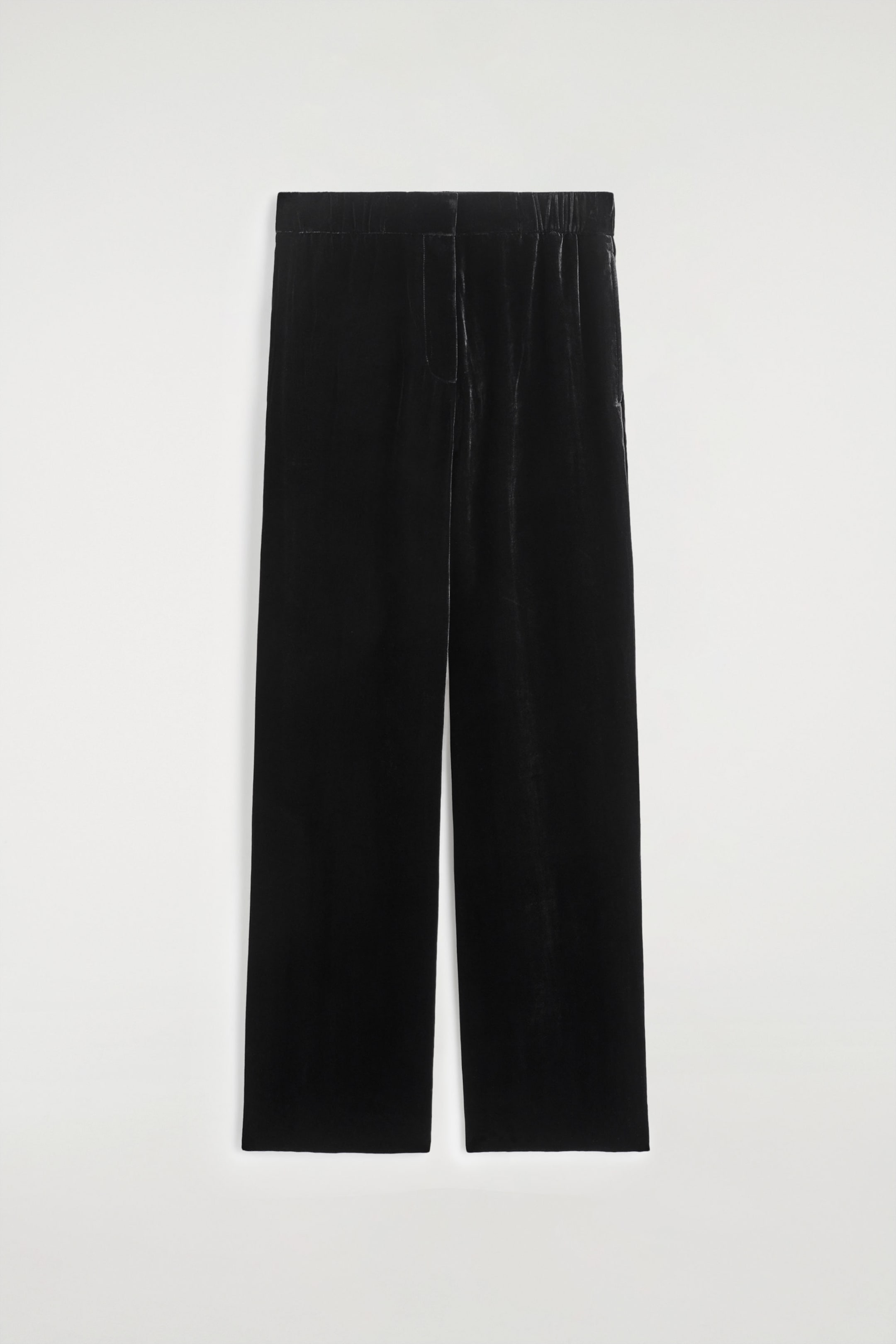 VELVET ELASTICATED STRAIGHT-LEG TROUSERS