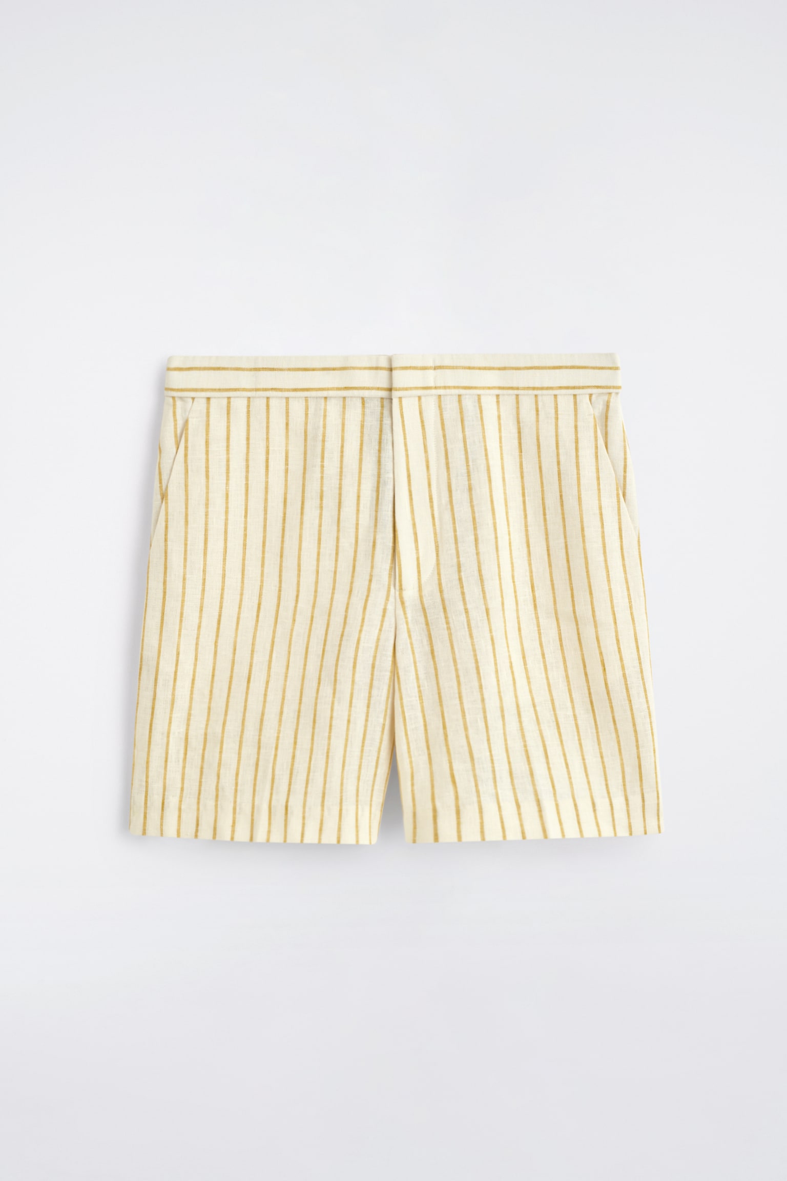 TAILORED LINEN SHORTS - צהוב / פסים - 1