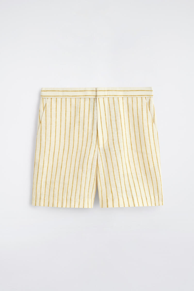 Tailored Linen Shorts in Beige
