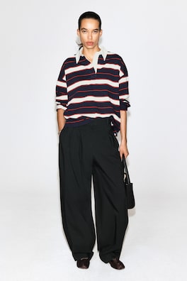 STRIPED COTTON RUGBY SHIRT — NAVY / RED / STRIPED 1