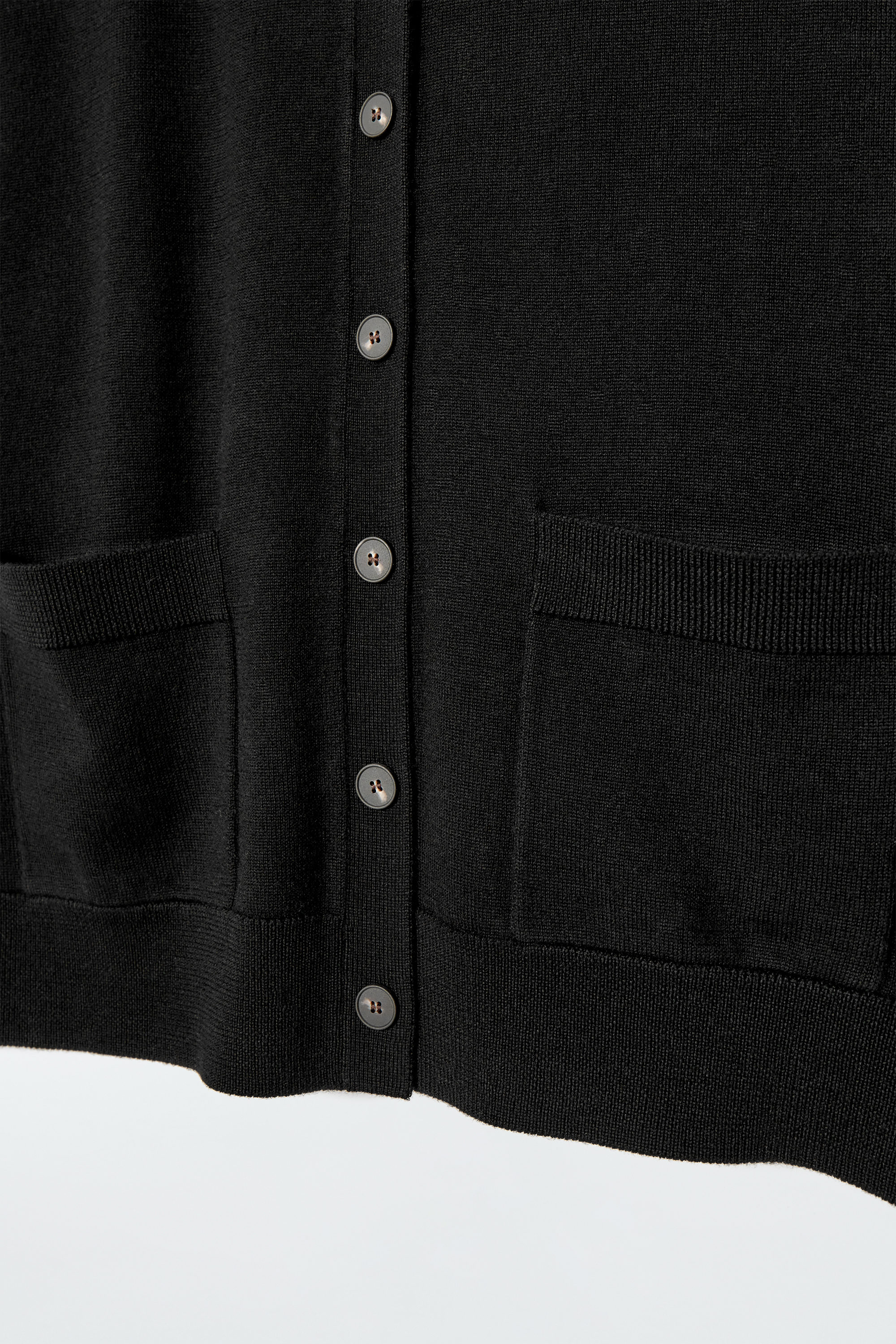 MERINO WOOL CREW-NECK CARDIGAN - BLACK | COS