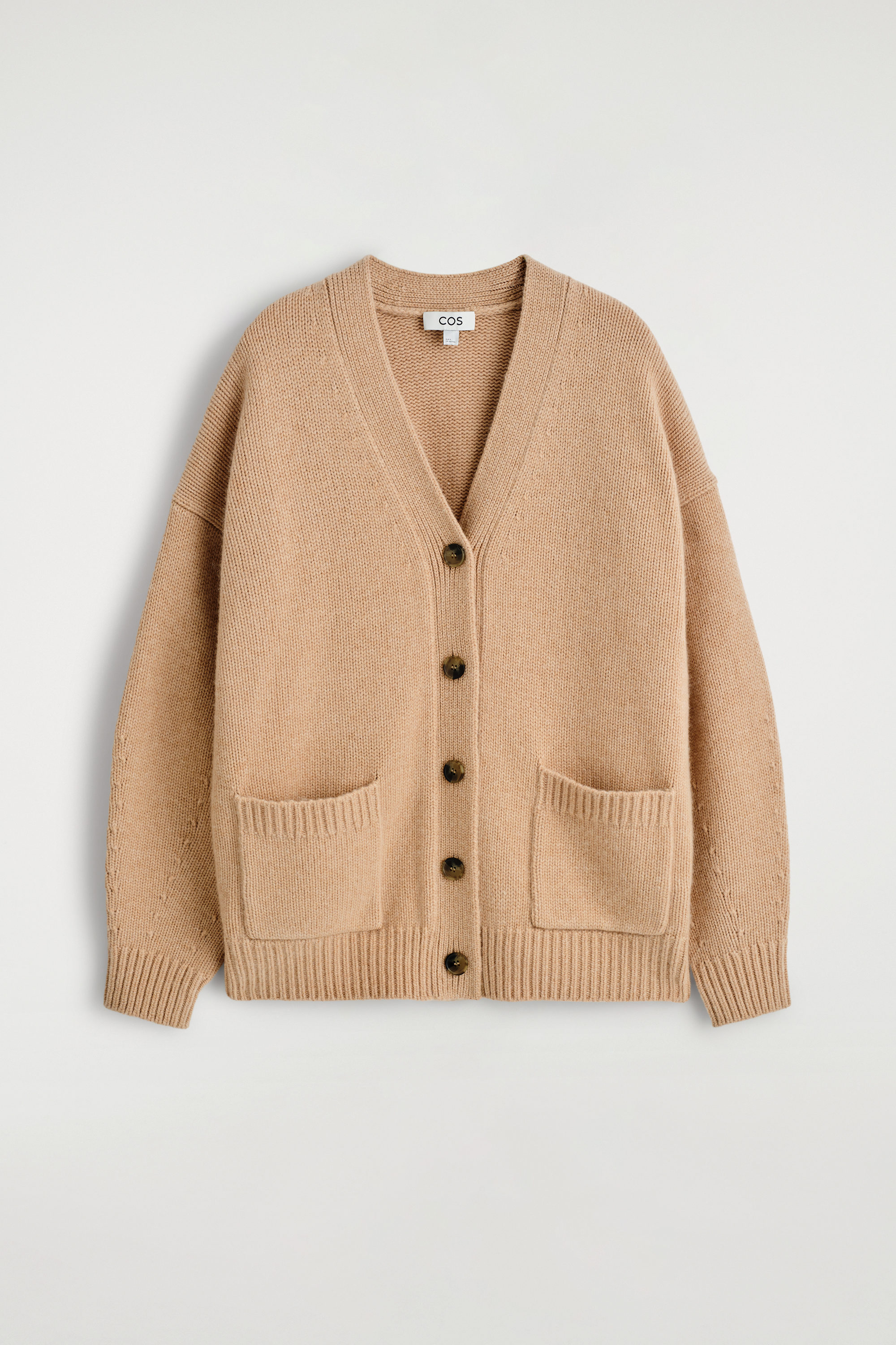 BRUSHED-CASHMERE CREW-NECK CARDIGAN - BEIGE | COS US