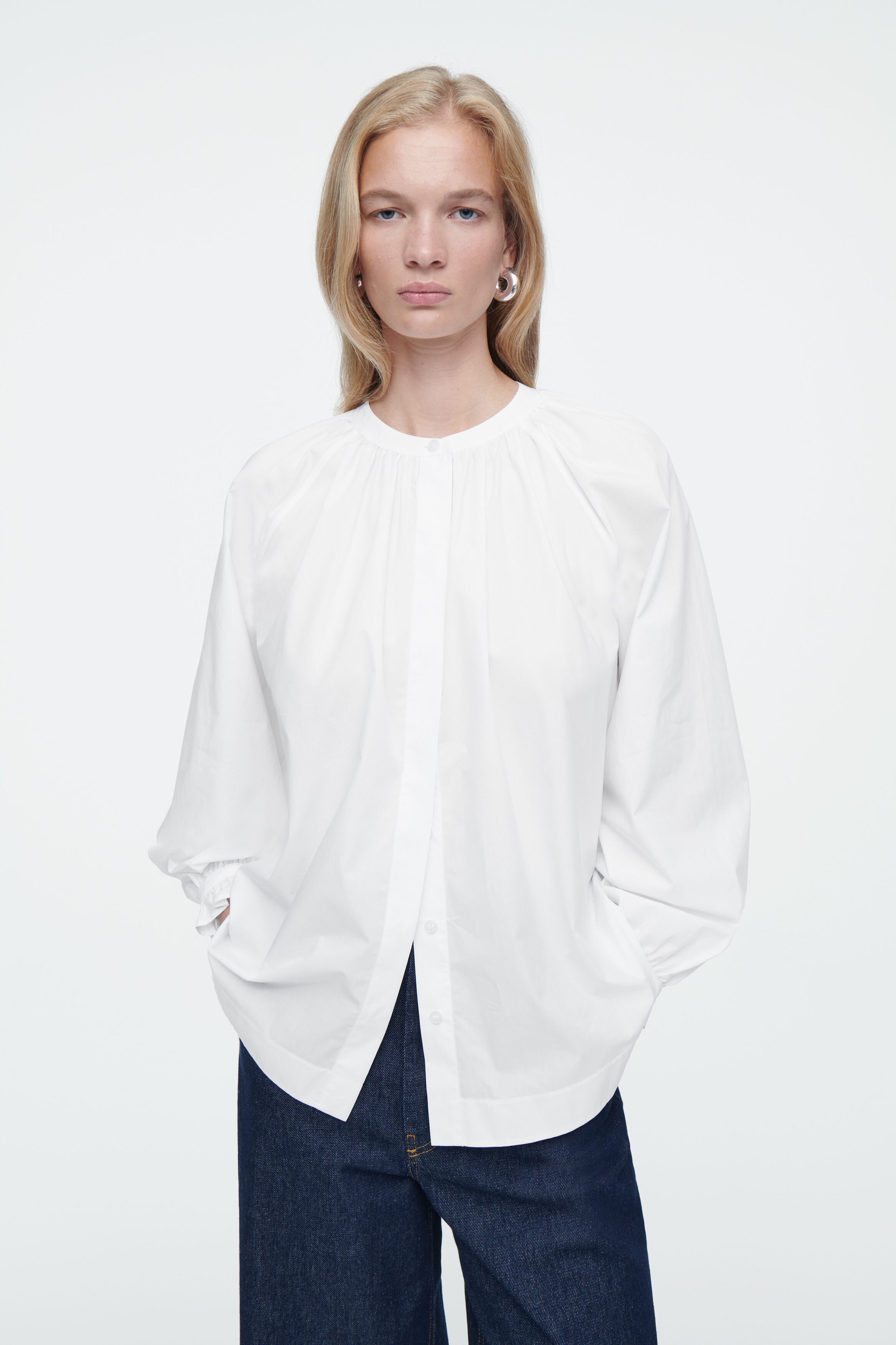 最初の DERES デレスhalf sleeve blouse white トップス - トップス