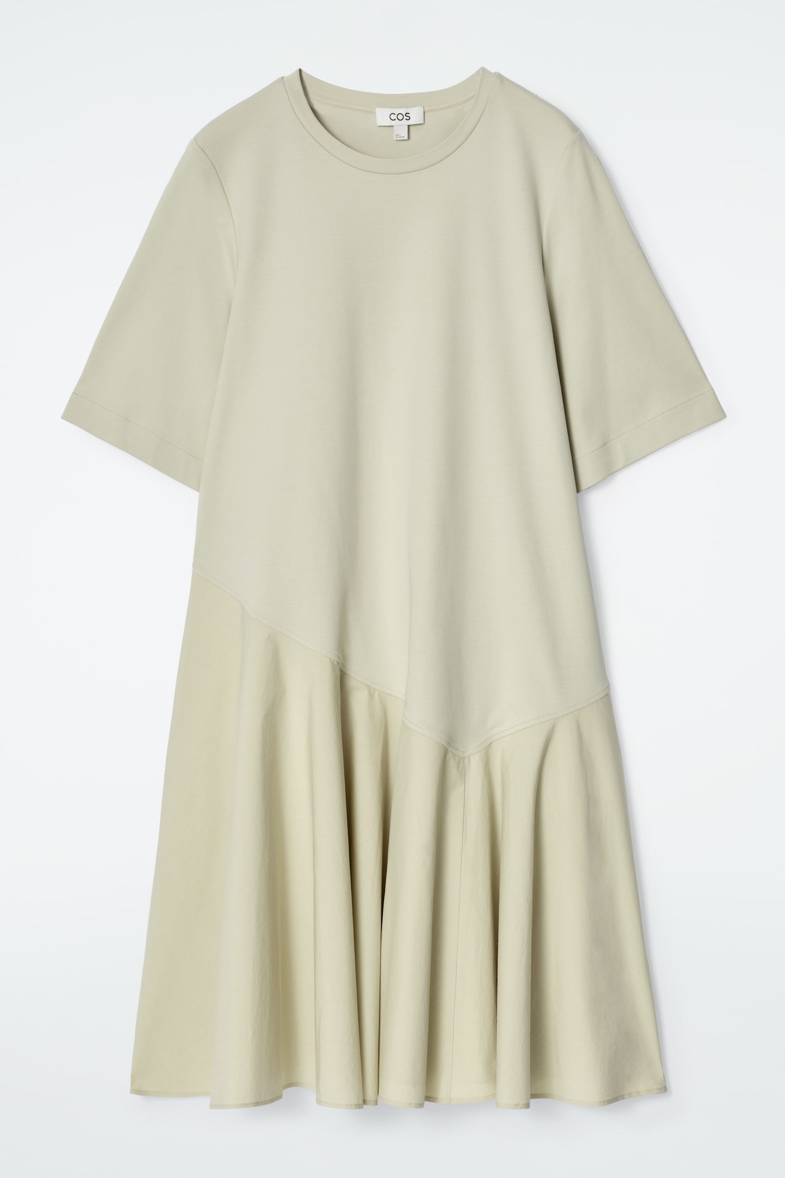 VESTIDO CAMISETA CORTO ASIMÉTRICO - PISTACHO/NEGRO/COBALTO - 2