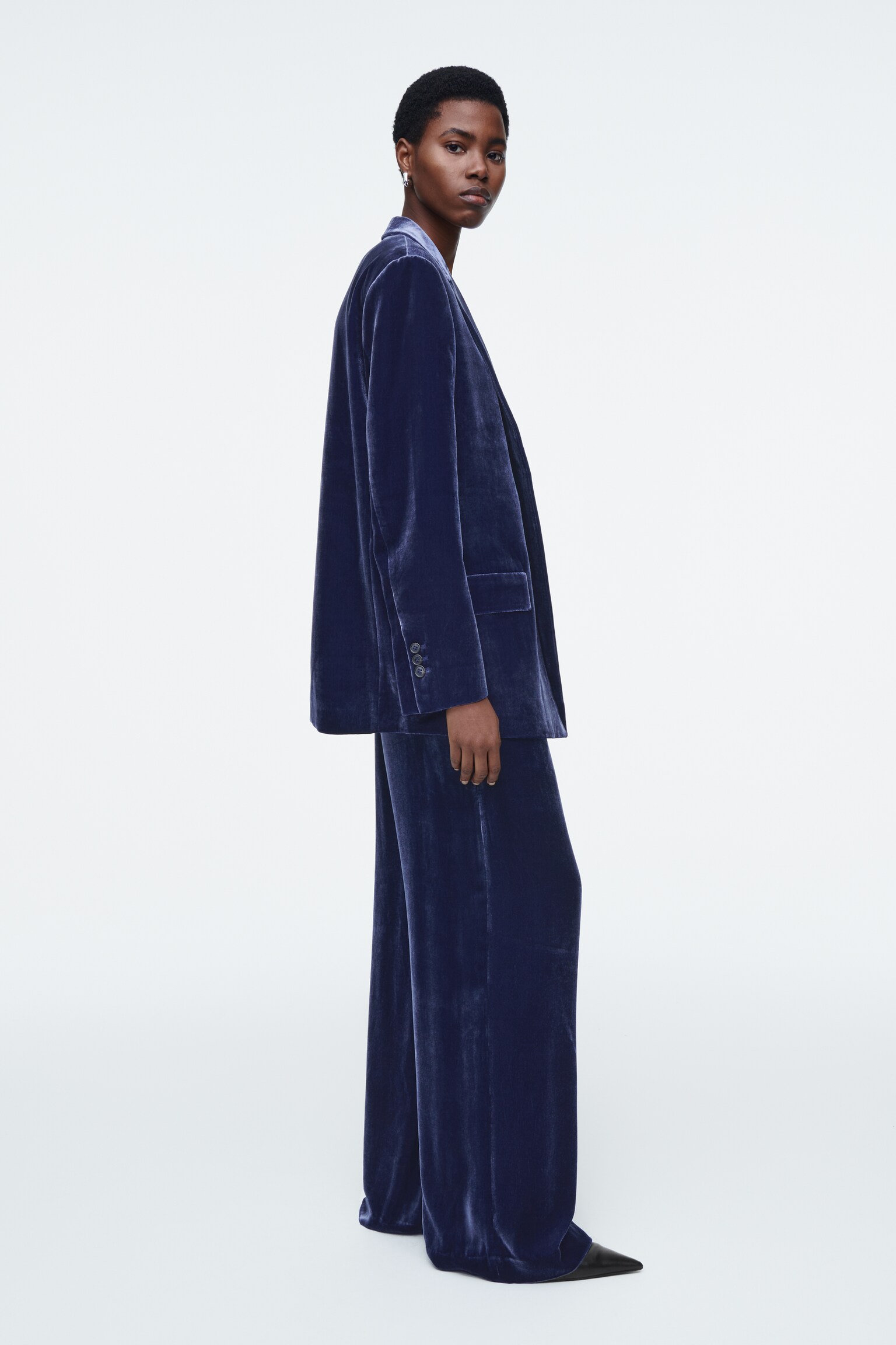 HOSE AUS SAMT AUS SEIDEN-MIX - Blau/MAHAGONI - 5