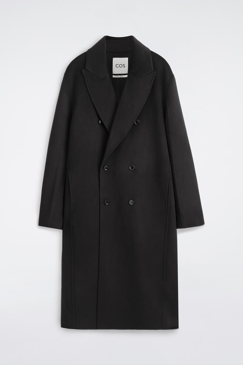 Cos Tailored Double-faced Cashmere Coat In Black