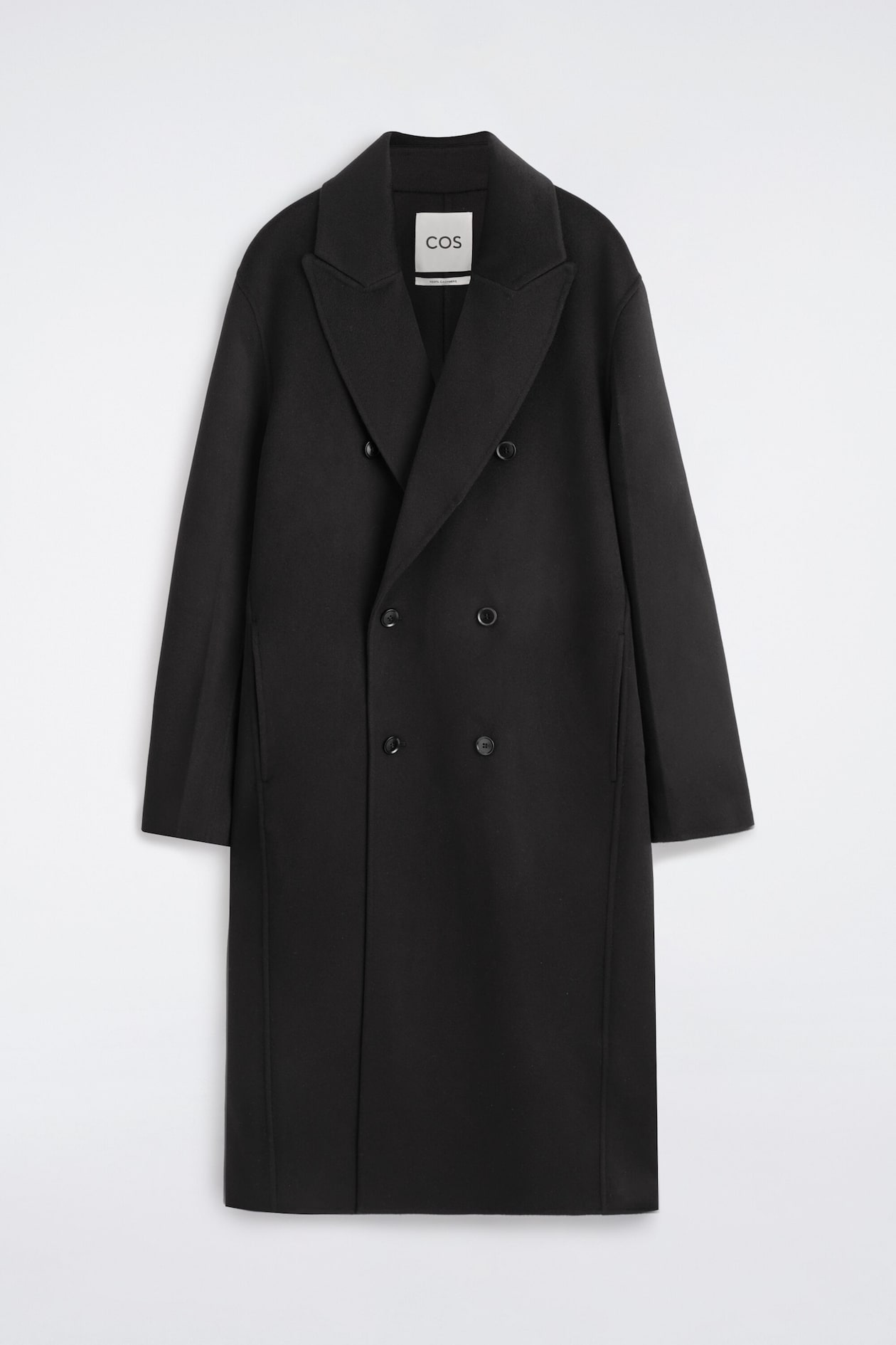 TAILORED DOUBLE-FACED CASHMERE COAT — CARBON