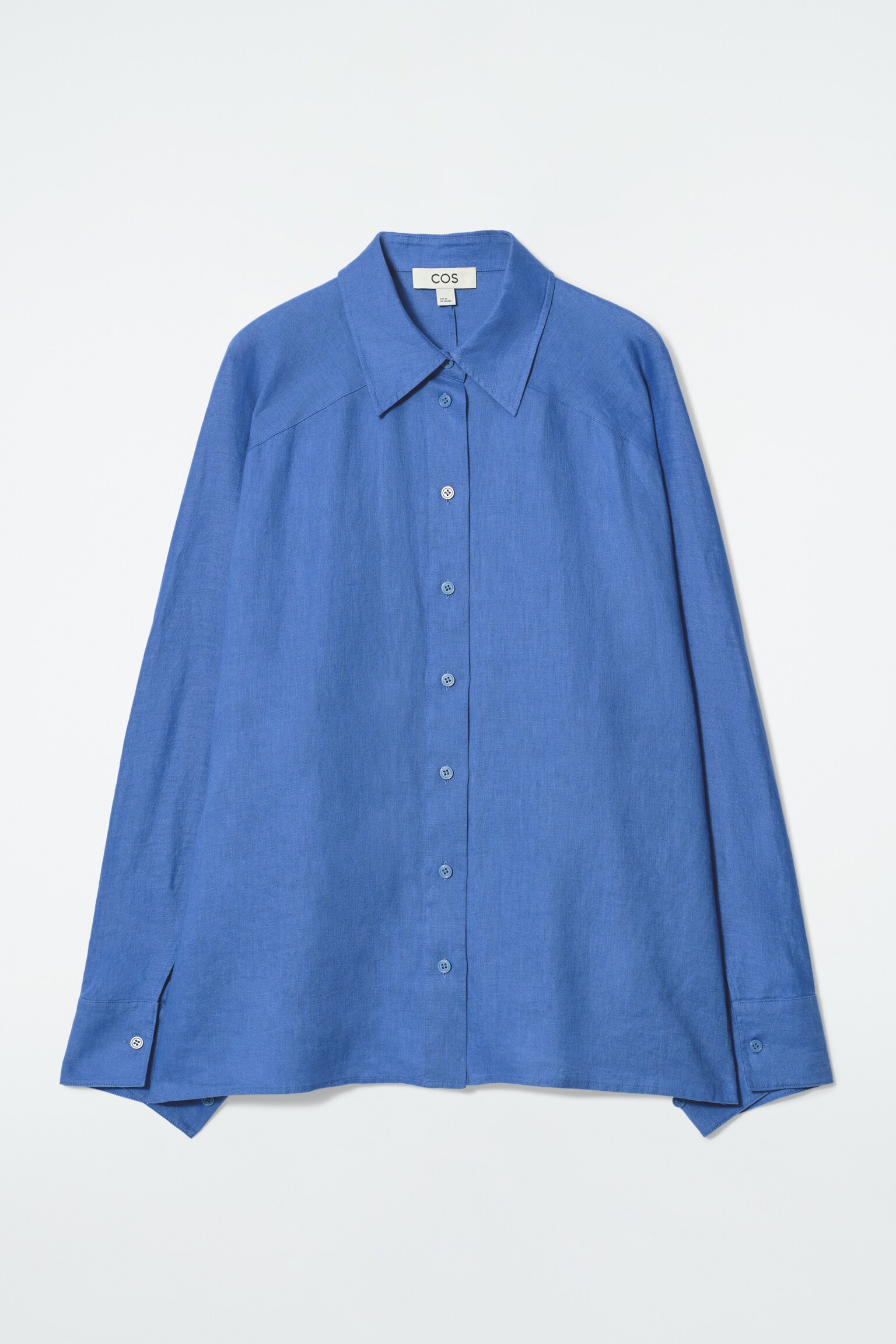 CHEMISE À SILHOUETTE CARRÉE EN LIN - BLEU COBALT/ROSE POUDRÉ/NOIR - 2