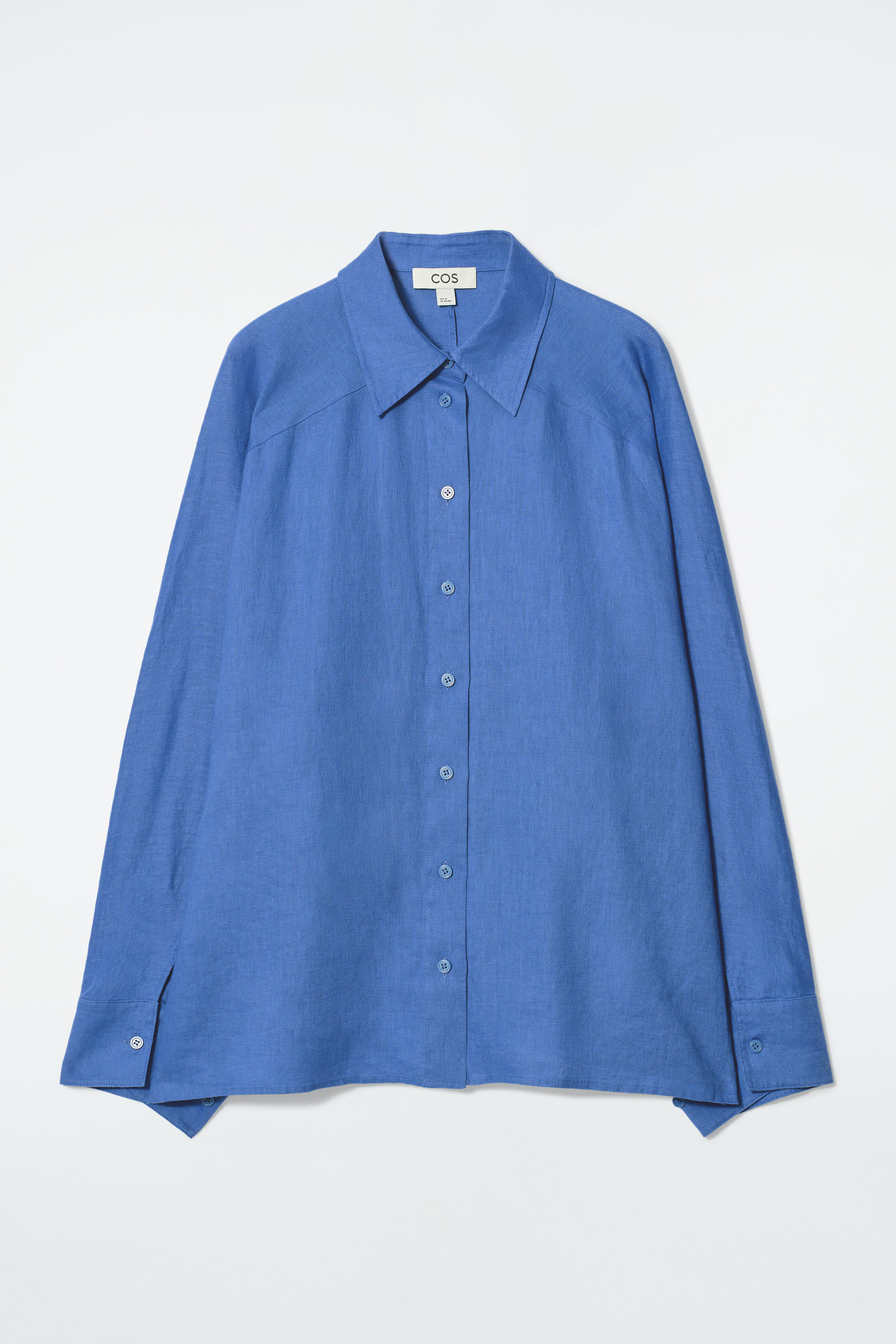 cos blue linen shirt dress LINEN MIDI SHIRT DRESS - BLUE