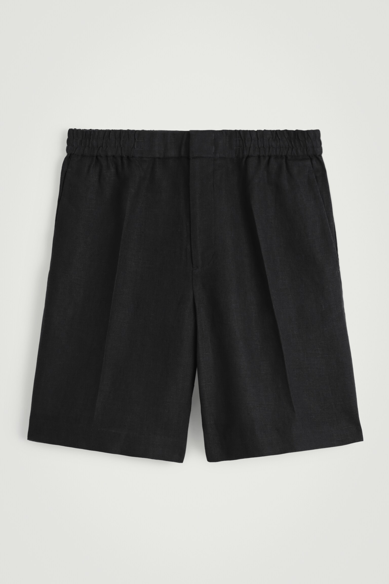 PANTALONES CORTOS DE LINO ELÁSTICO - NEGRO/AZUL MARINO/AZUL/MARRÓN/BLANCO - 1