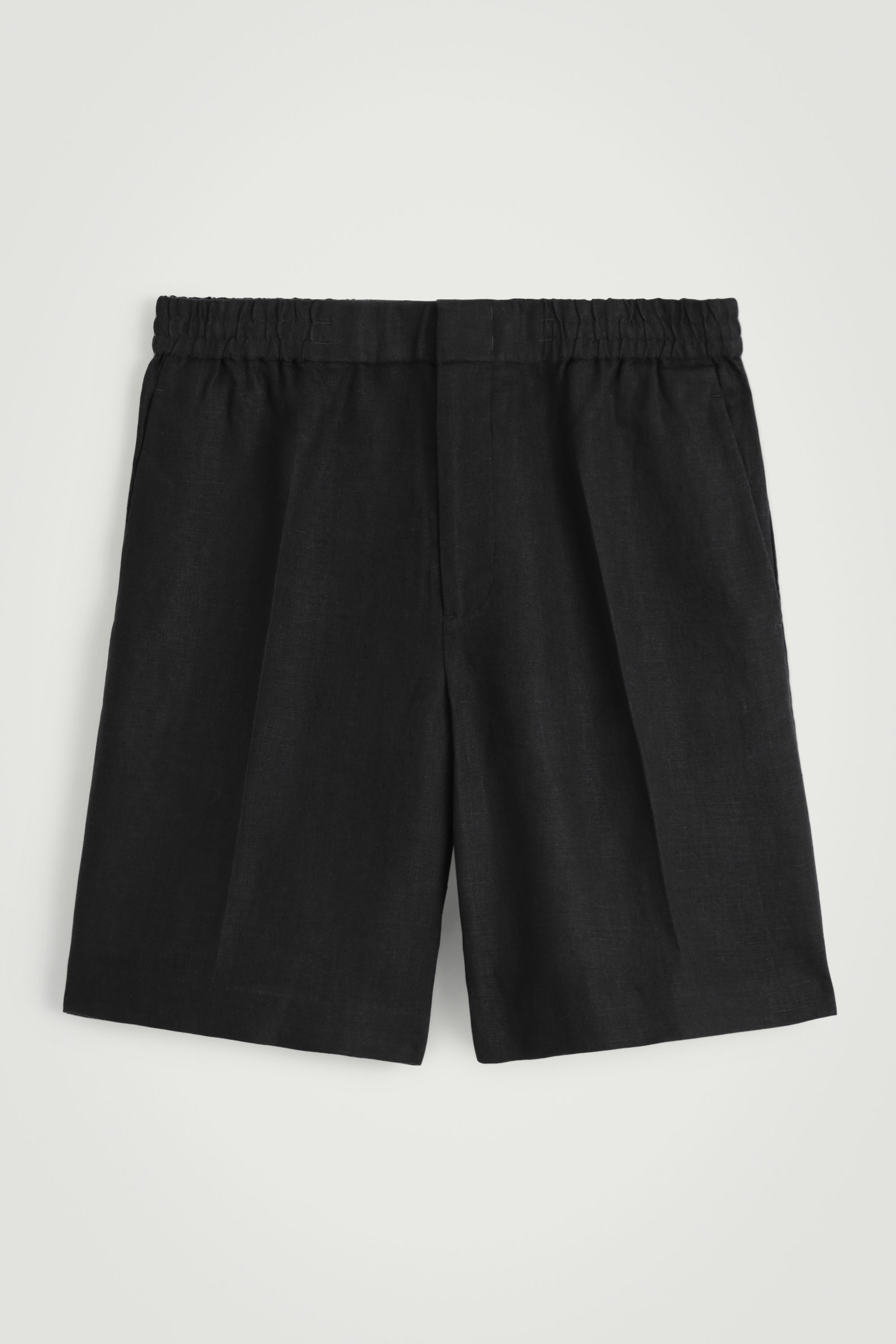 ELASTICATED LINEN SHORTS - BLACK | COS