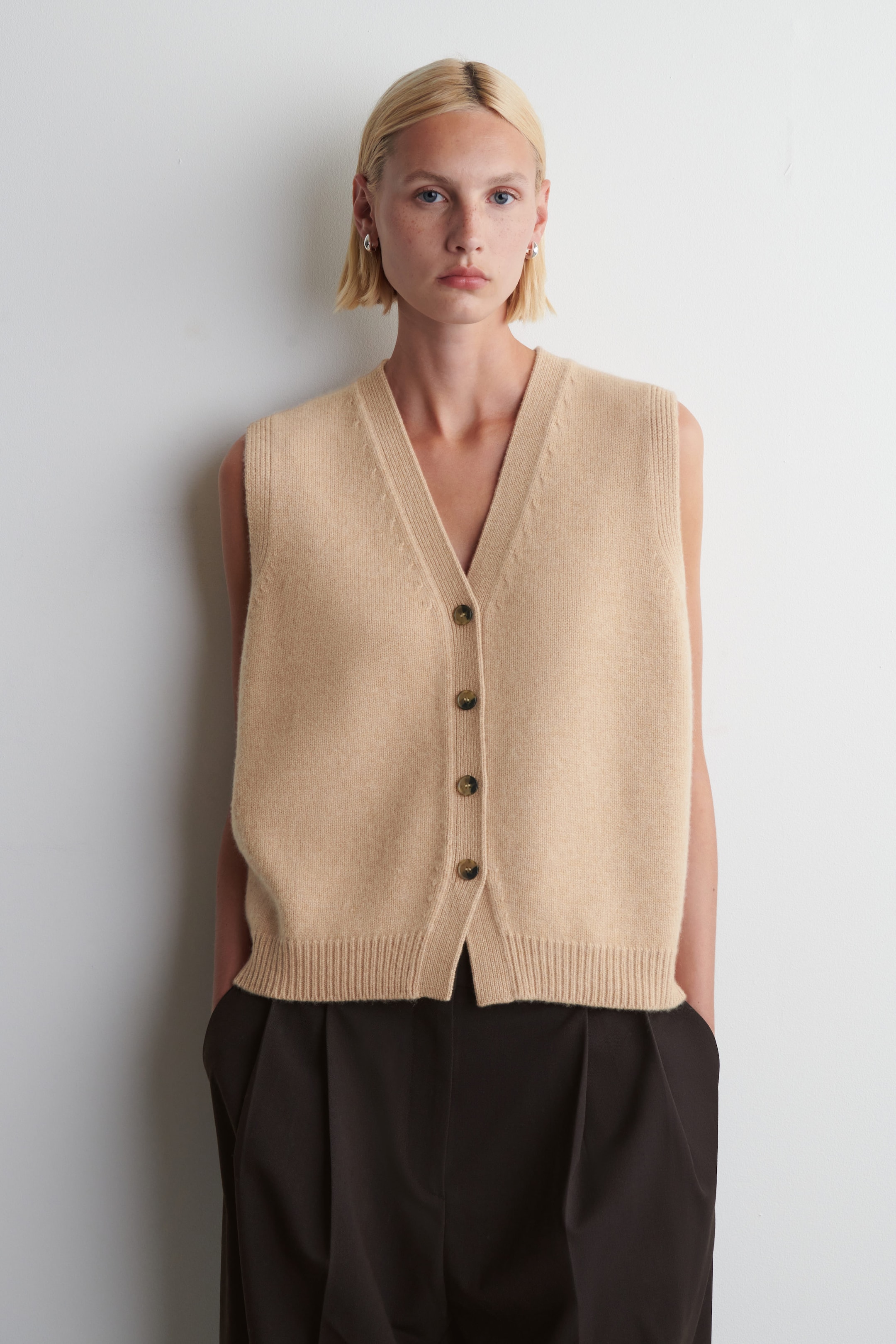 KNITTED CASHMERE-BLEND VEST