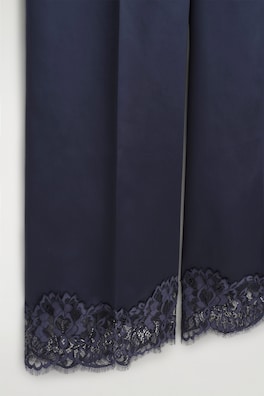 LACE-TRIMMED SATIN PANTS — NAVY 6