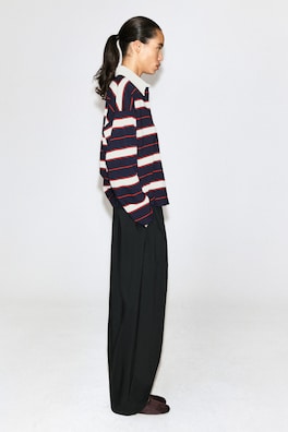 STRIPED COTTON RUGBY SHIRT — NAVY / RED / STRIPED 4