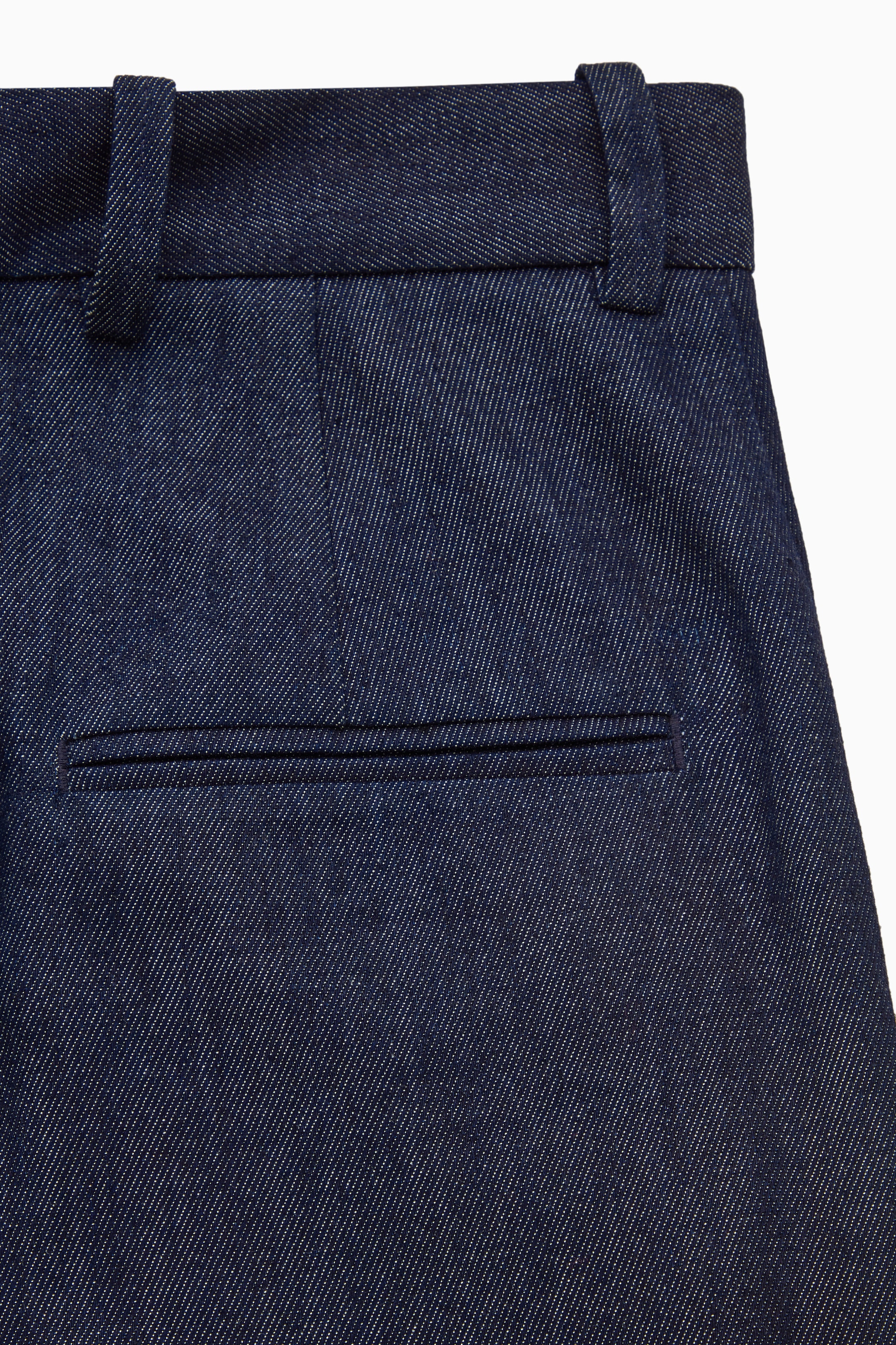 SLIM TAILORED DENIM STRAIGHT-LEG TROUSERS