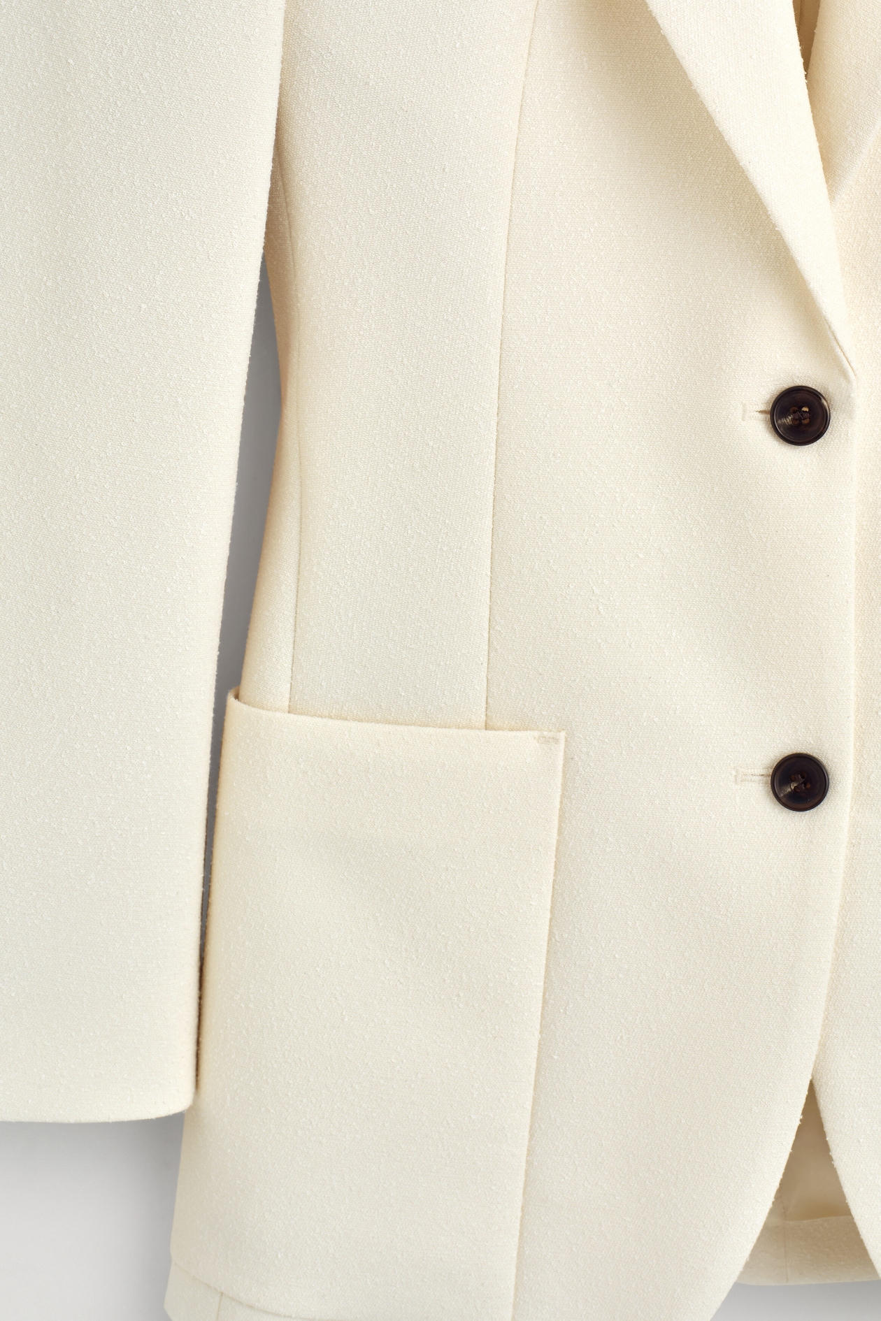 SINGLE-BREASTED BOUCLÉ BLAZER — WHITE