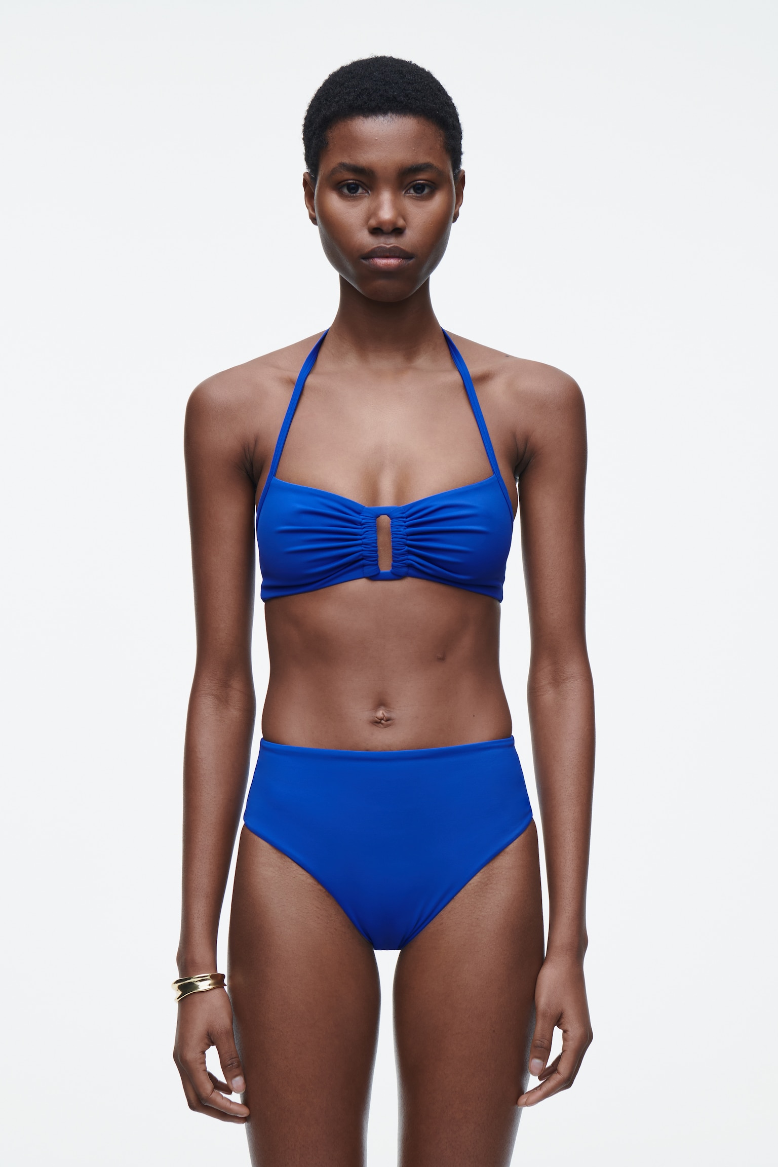 SLIP BIKINI A VITA ALTA - BLU/ROSSO RUGGINE