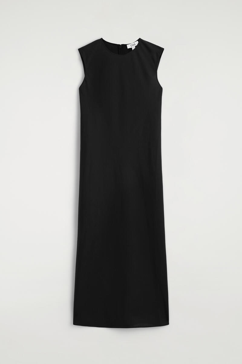 Bias-Cut Linen-Blend Midi Dress