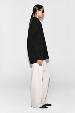 SCULPTED WOOL-BLEND ZIP-UP JACKET — BLACK 4