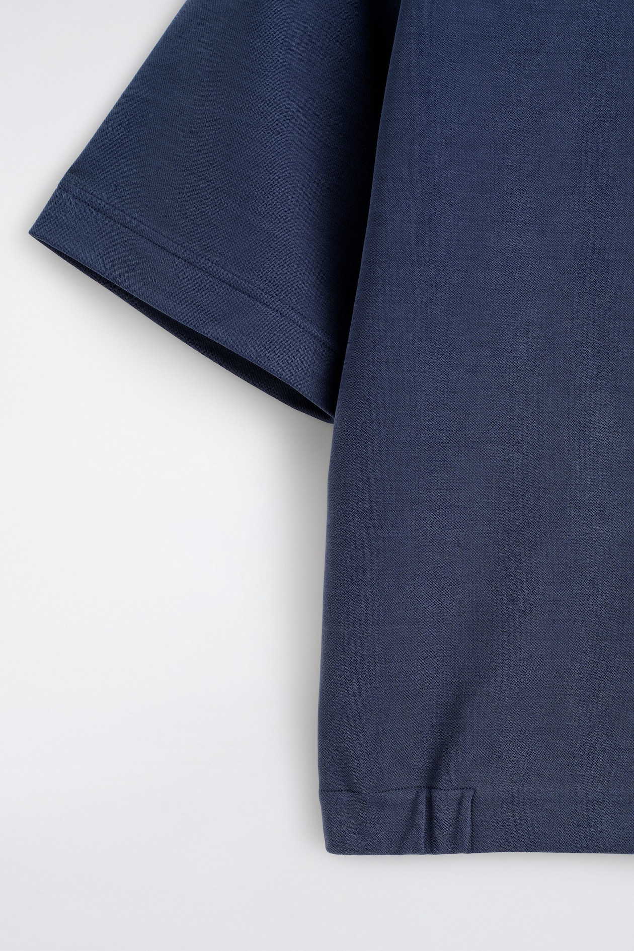 JERSEY-BONDED COTTON-TWILL POLO SHIRT — NAVY