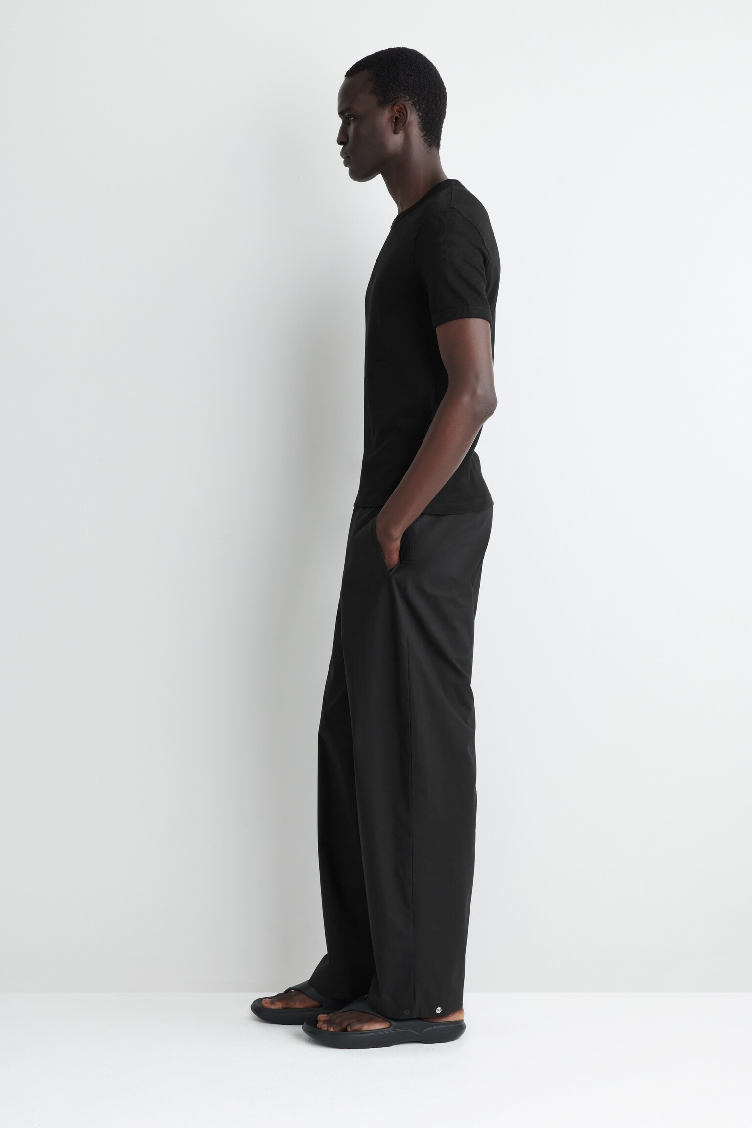 SLIM RIBBED COTTON T-SHIRT - BLACK/LIGHT GREY/WHITE/NAVY/KHAKI/DARK MOLE - 3