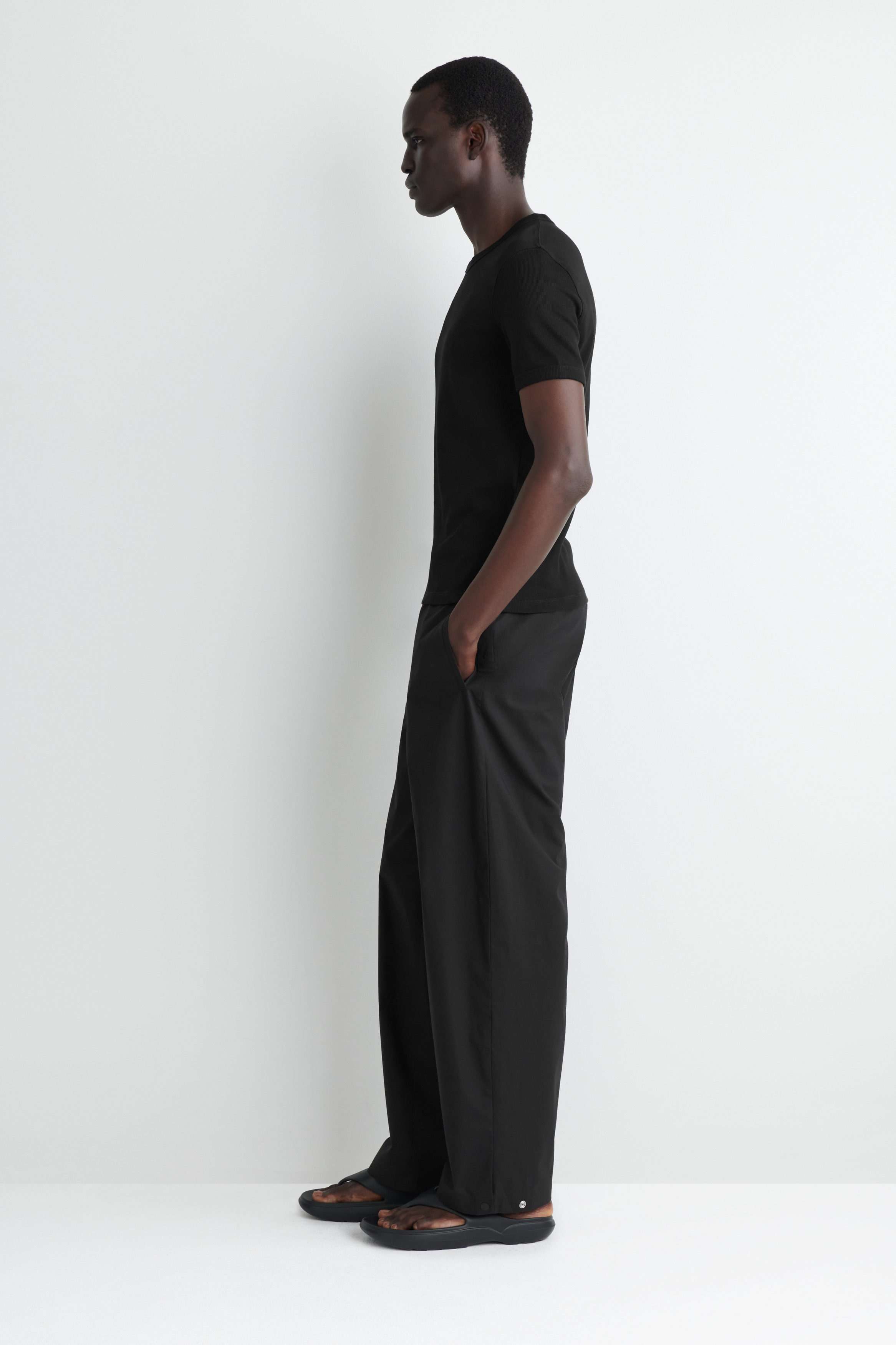 SLIM RIBBED COTTON T-SHIRT - BLACK | COS