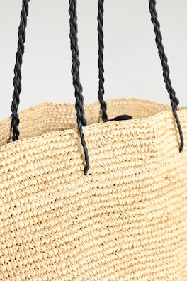 RIVIERA HAND-WOVEN TOTE BAG - STRAW — BEIGE 4