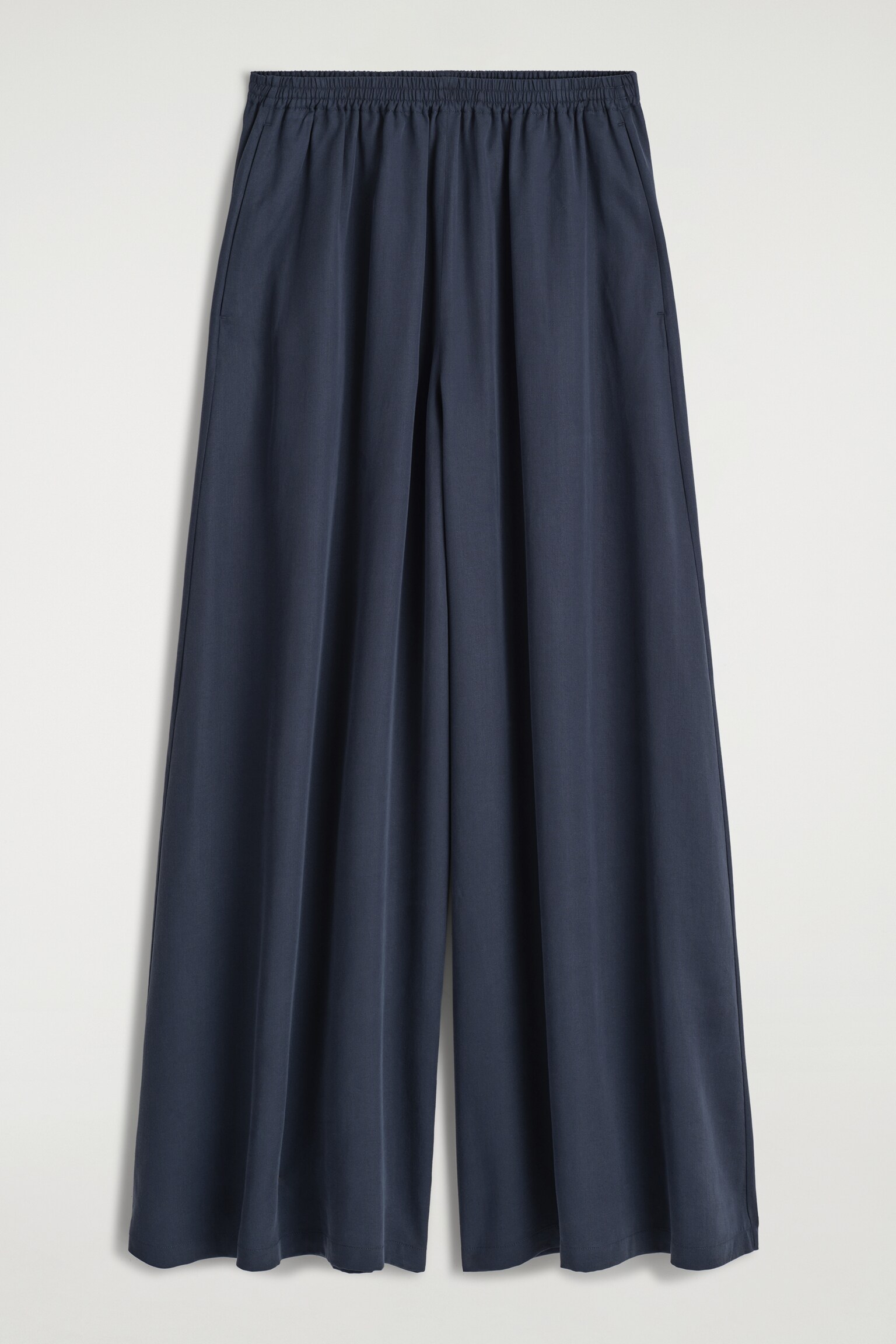 PANTALON PALAZZO EN SERGÉ - BLEU MARINE/NOIR - 2