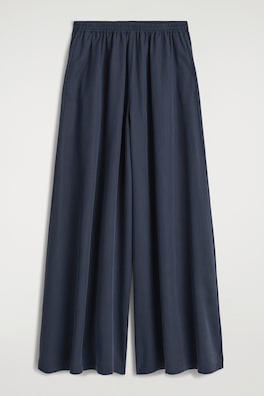 TWILL PALAZZO TROUSERS — NAVY 3