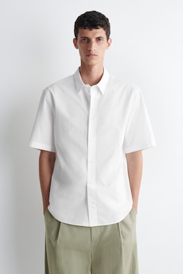 RELAXED COTTON SHORT-SLEEVED SHIRT — WHITE 1