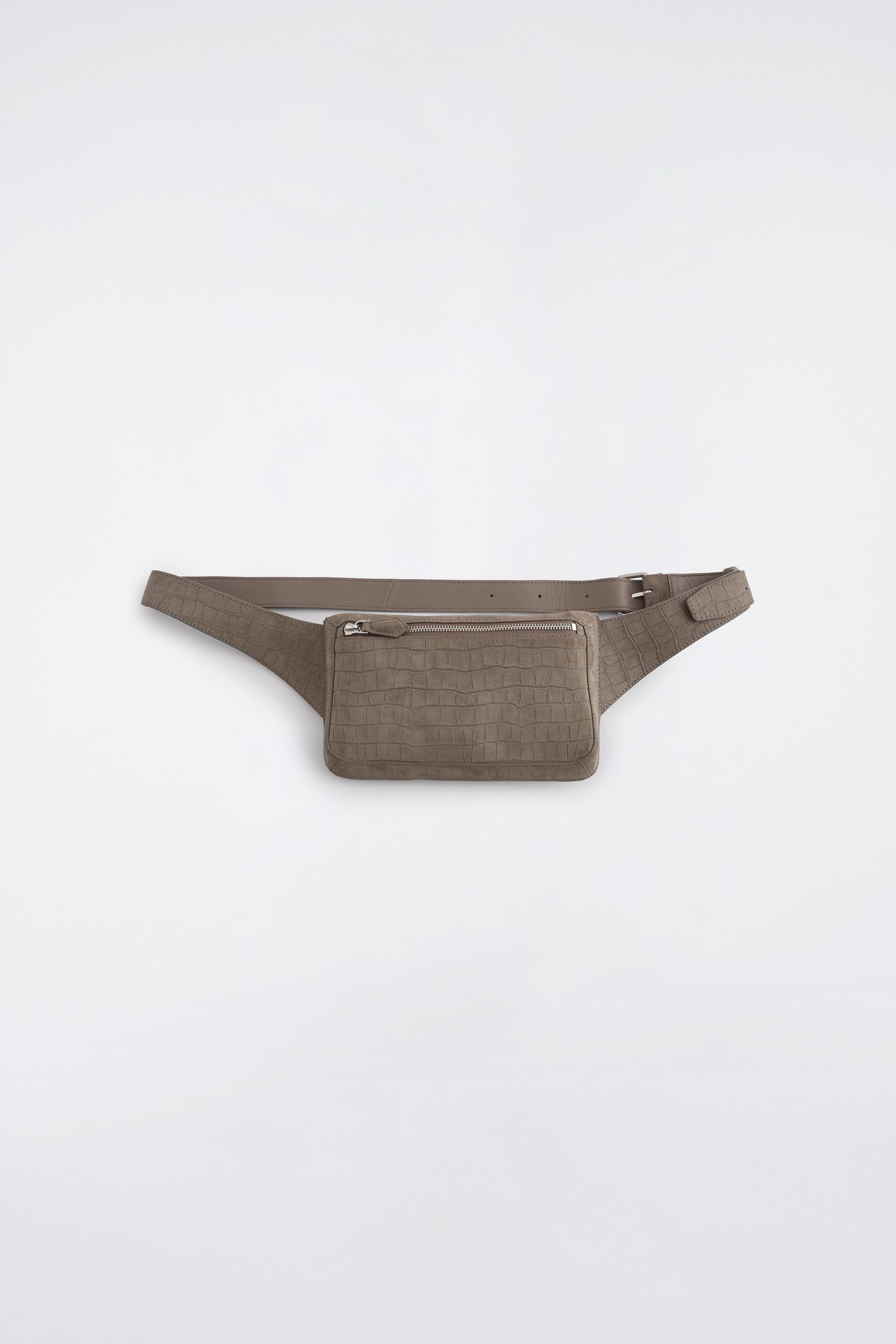 BRUNSWICK BELT BAG - CROC-EFFECT SUEDE - ELEPHANT GREY | COS CA