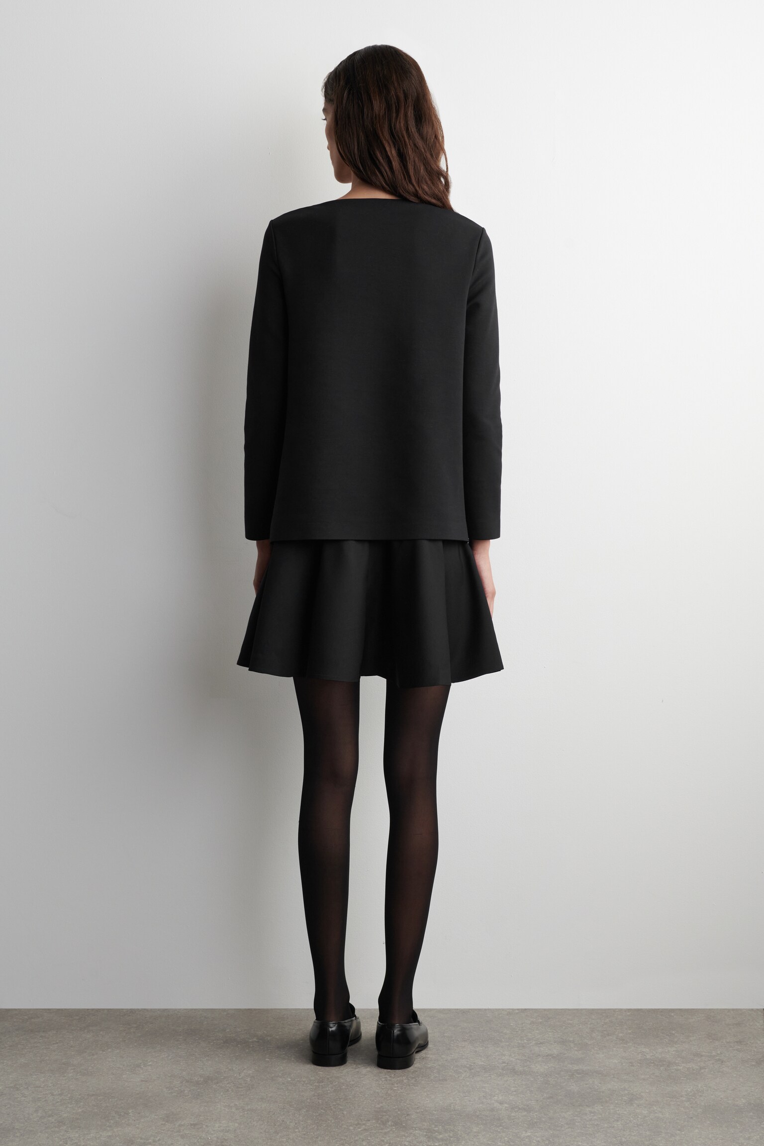 LAYERED LONG-SLEEVED MINI DRESS - BLACK - 3