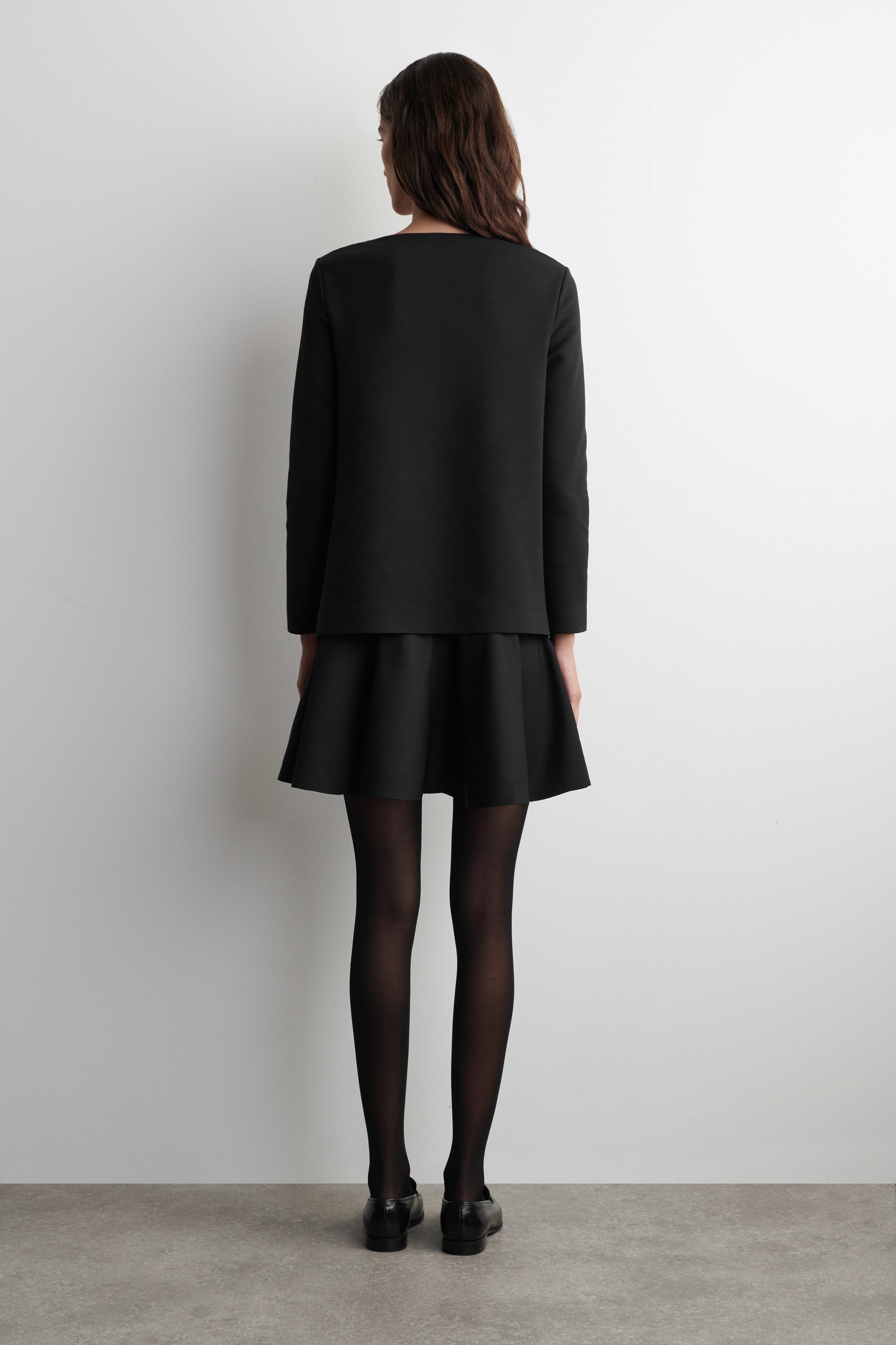 knee length dresses for ladies Solid Long Sleeve Elastic Waist Tiered Dress – Riah Fashion main image 0