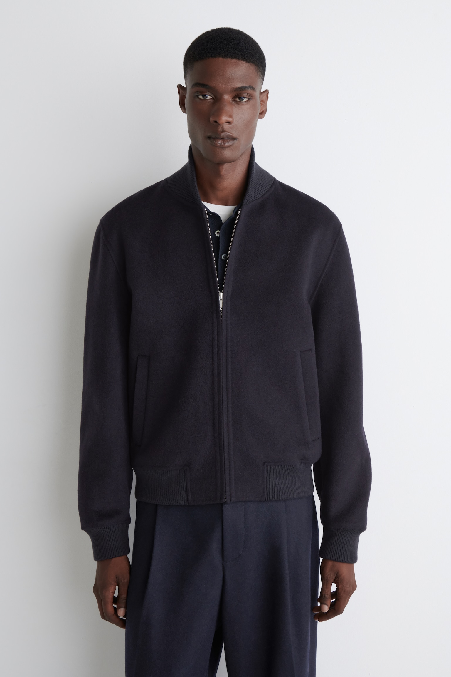 BOMBER IN LANA - BLU NAVY/GRIGIO SCURO
