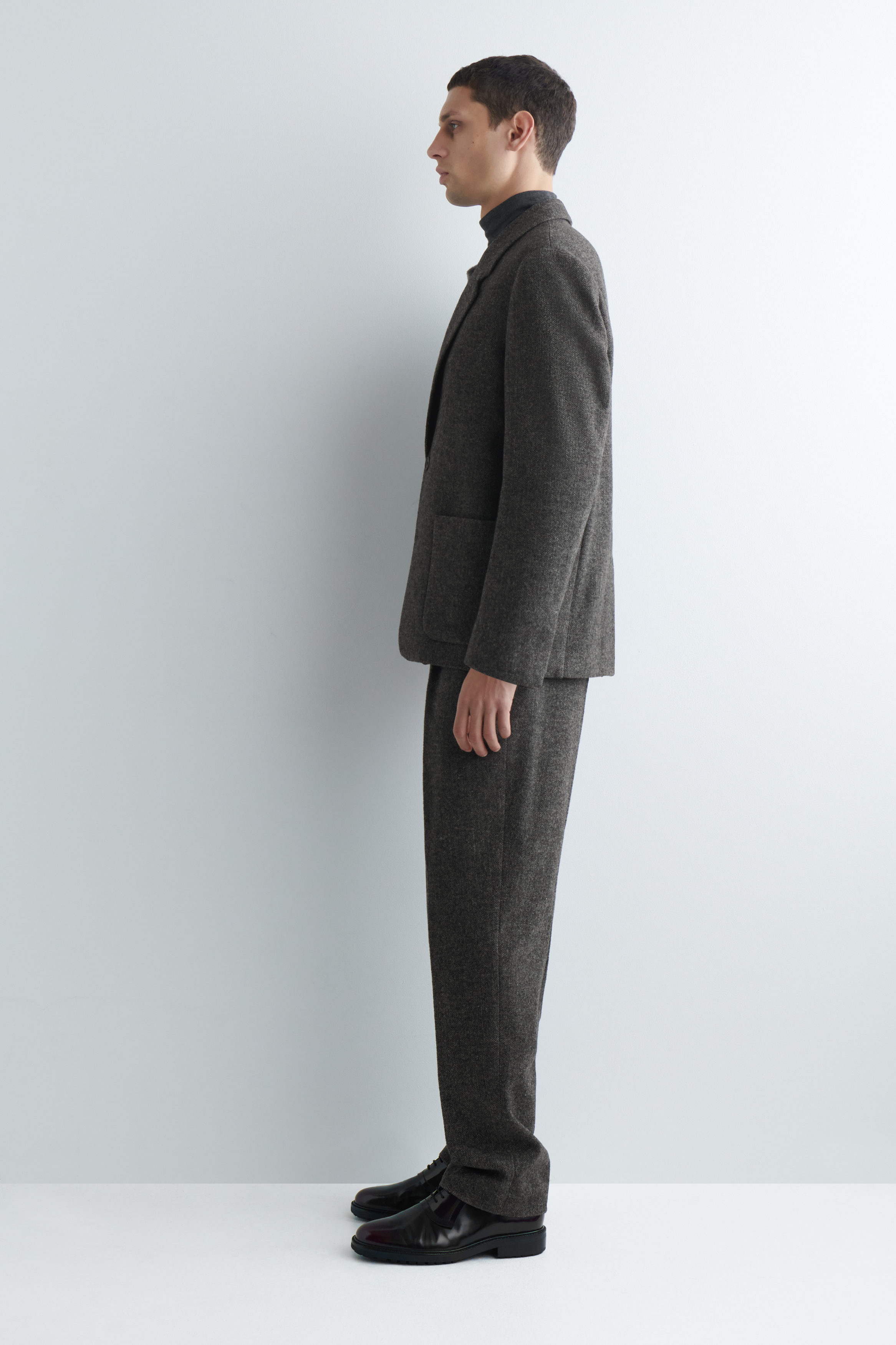 UNSTRUCTURED WOOL-HERRINGBONE BLAZER - DARK KHAKI | COS US