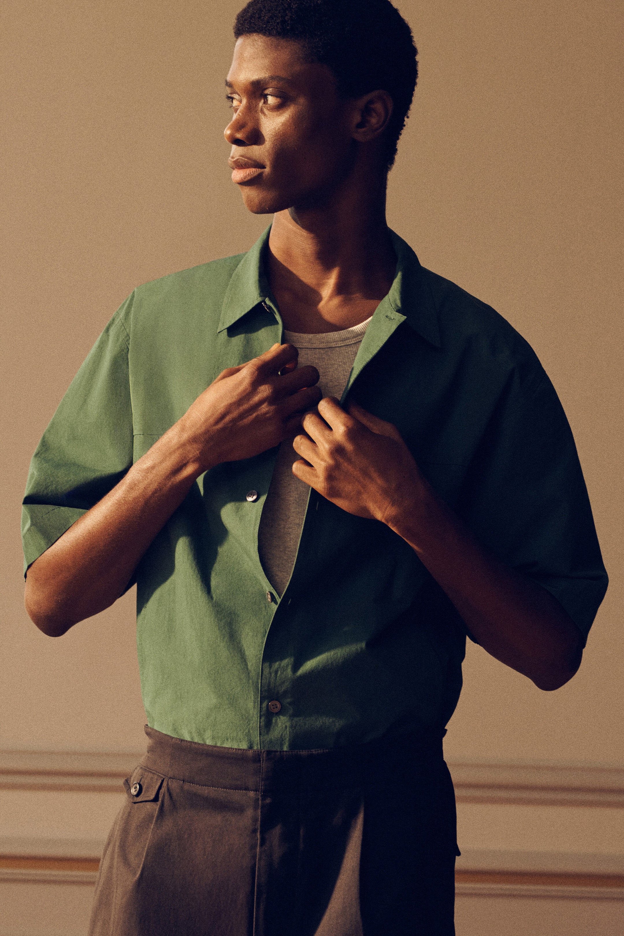 BOXY COTTON-POPLIN UTILITY SHIRT