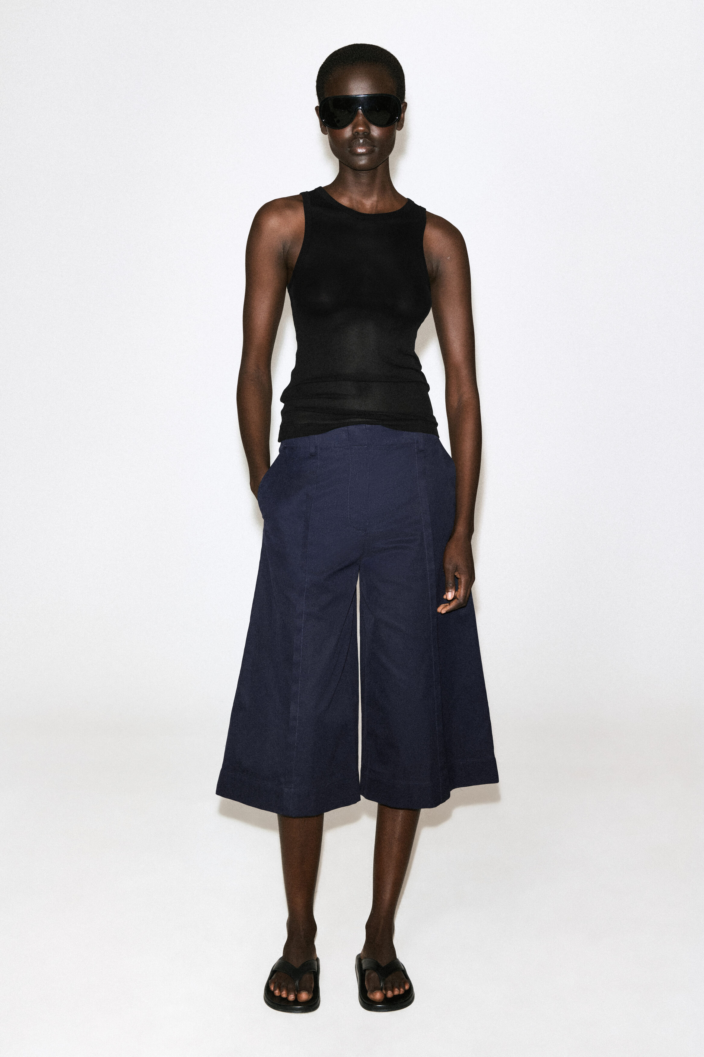 Tailored Cotton-Twill Culottes